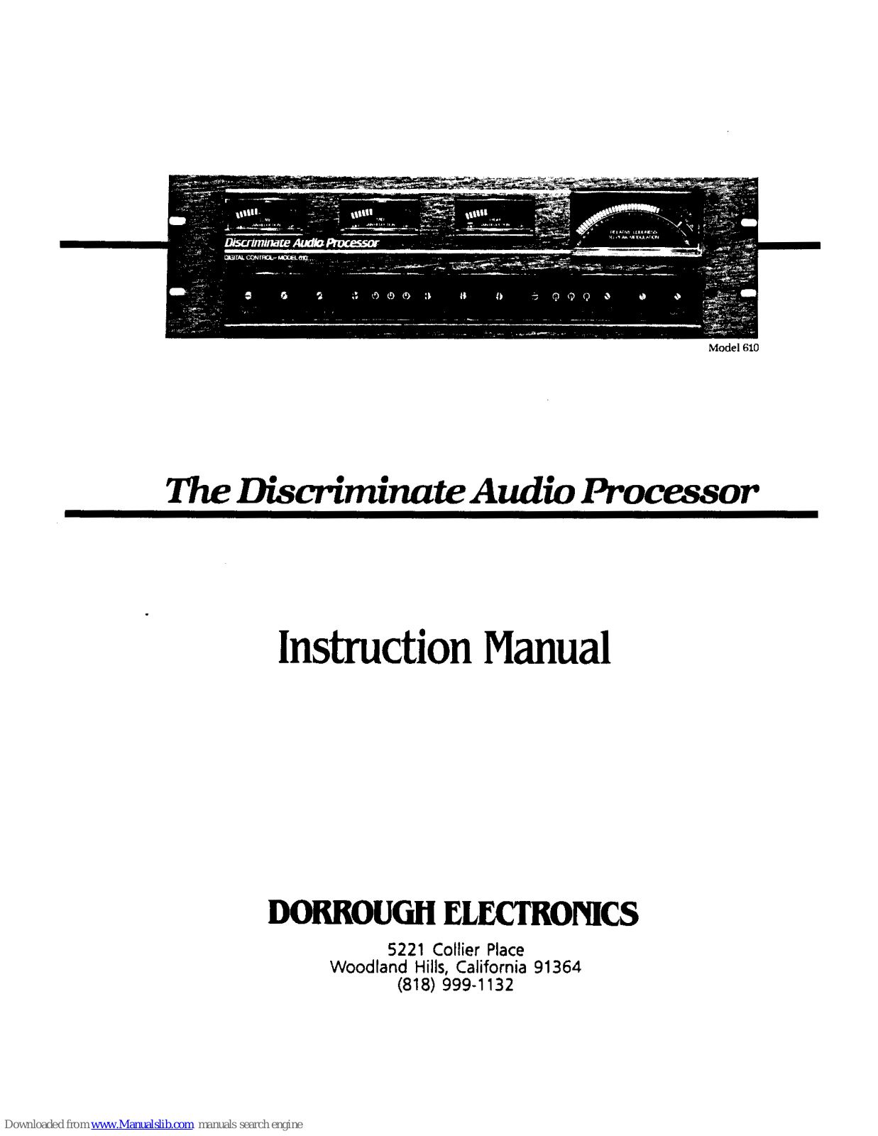 Dorrough 610 Instruction Manual