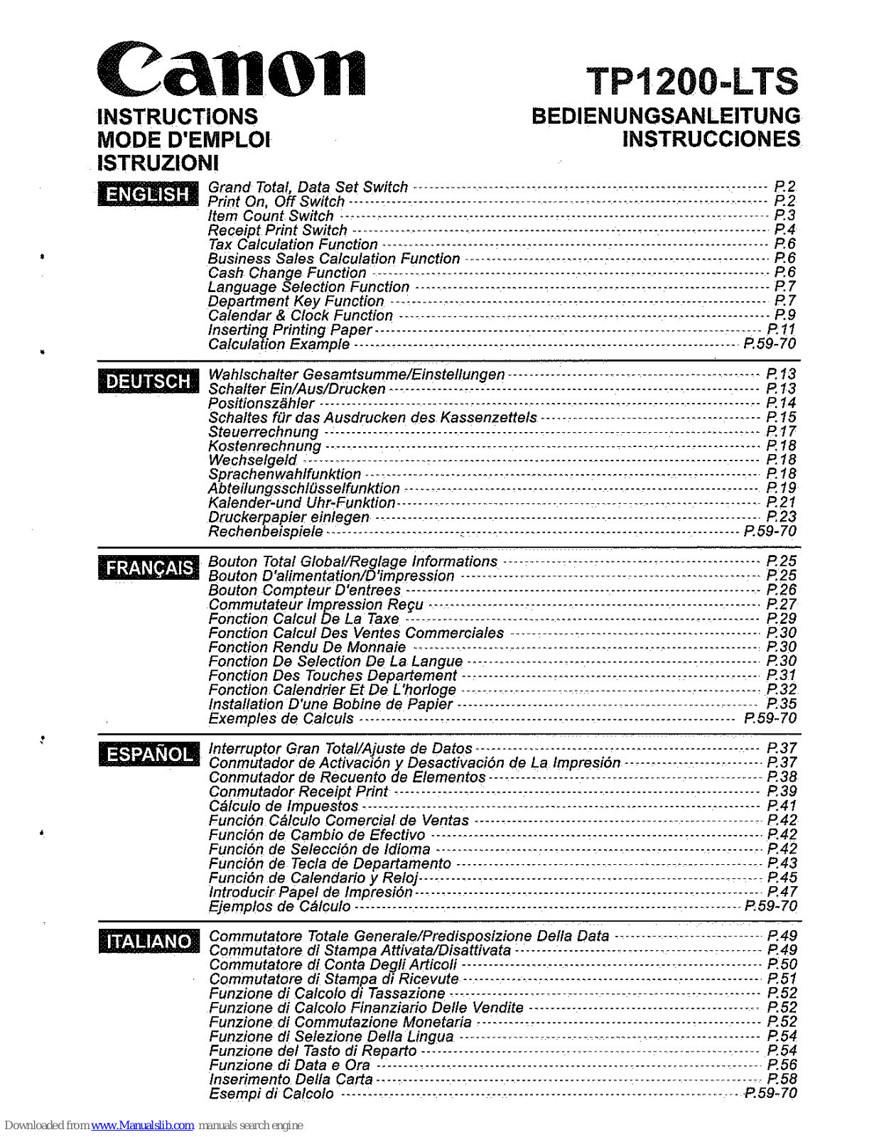 Canon TP1200-LTS Instruction Manual