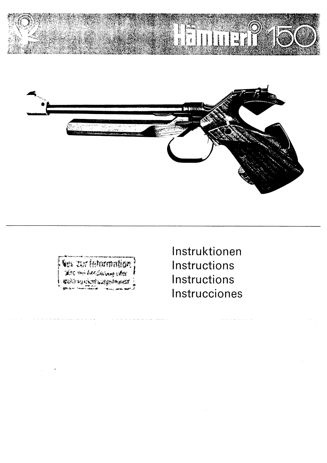Walther Hammerli 150 Instruction Manual