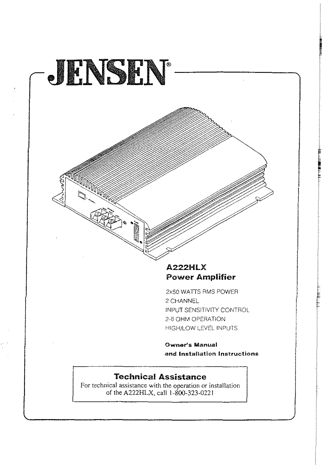 Jensen A222HLX User Manual - ManualMachine.com