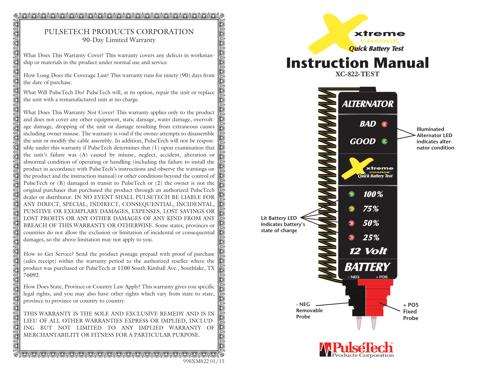 PulseTech XC-822 User Manual