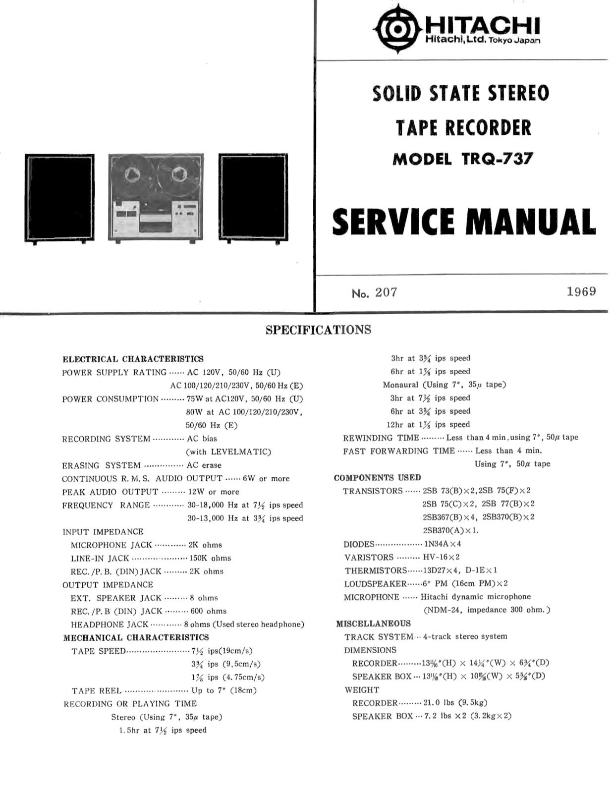 Hitachi TRQ-737 Service Manual