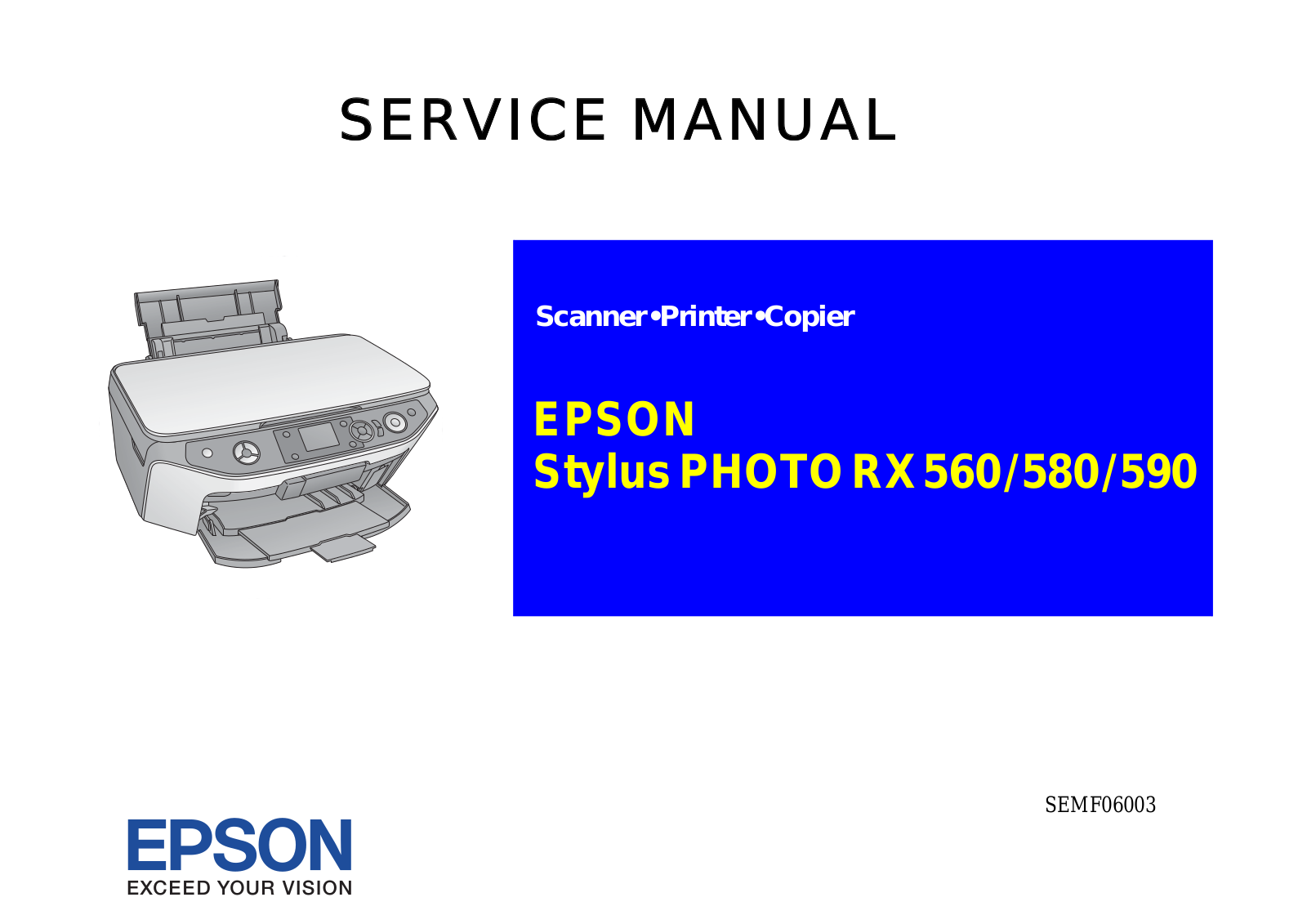 Epson Stylus Photo RX560, Stylus Photo RX580, Stylus Photo RX590 Service Manual