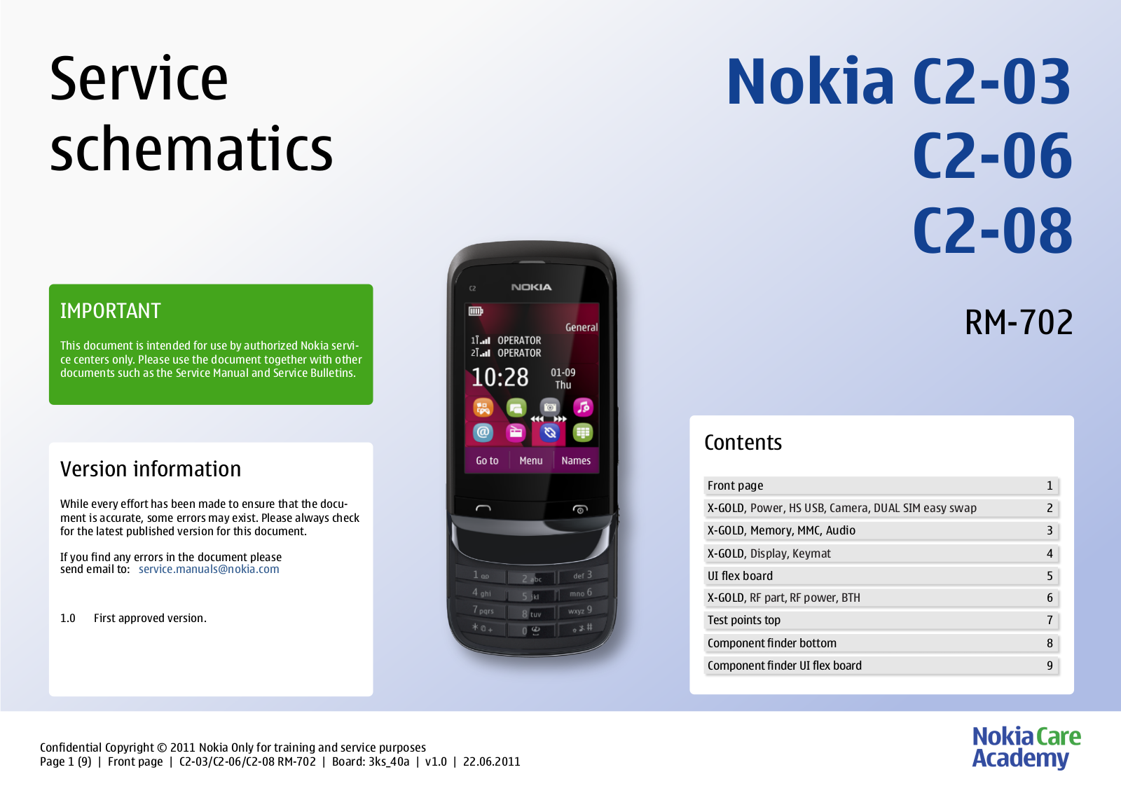 Nokia C2-03, C2-06, C2-08, RM702 Service Schematics