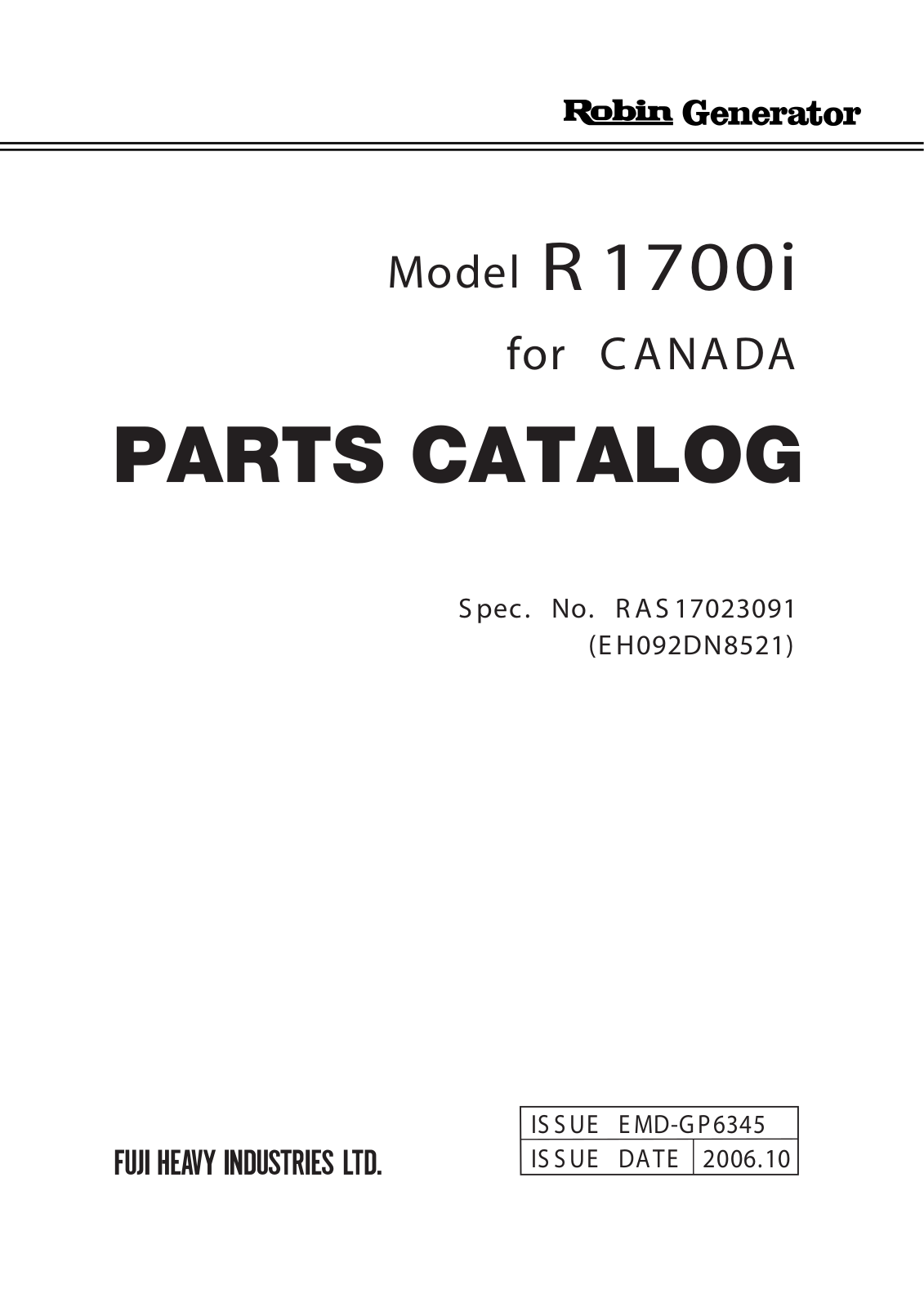 Robin R 1700I User Manual