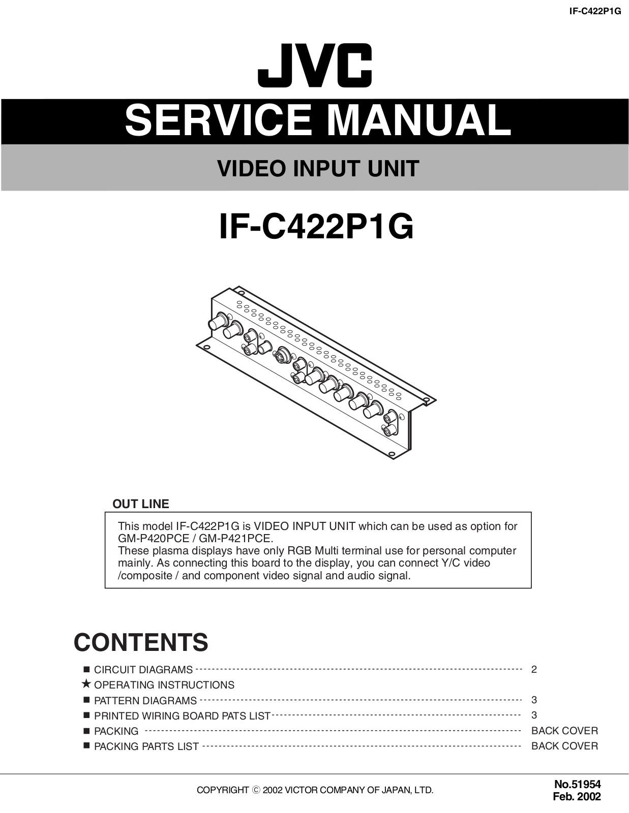 JVC IFC-422-P-1-G Service manual