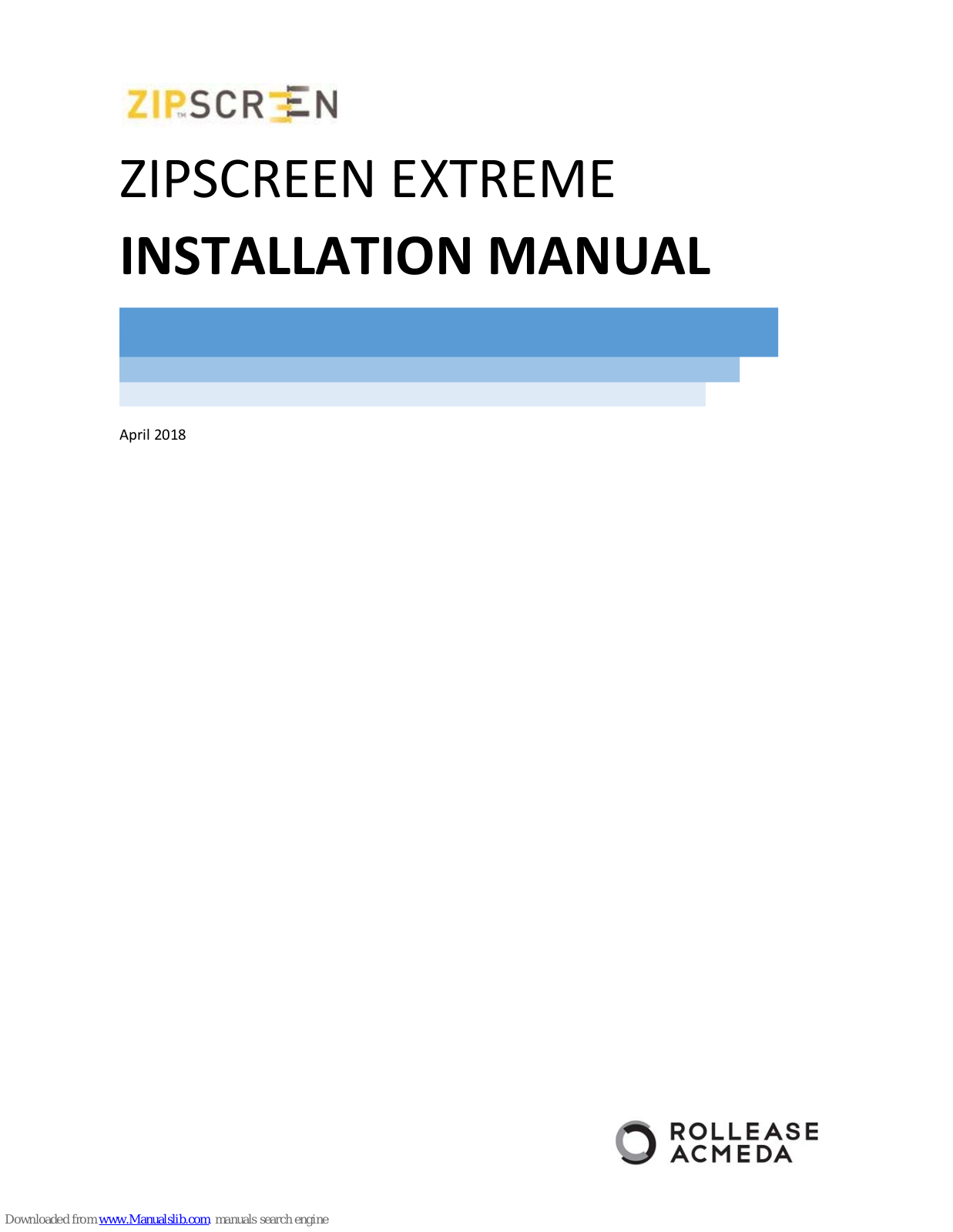 rollease acmeda Zipscreen Extreme Installation Manual