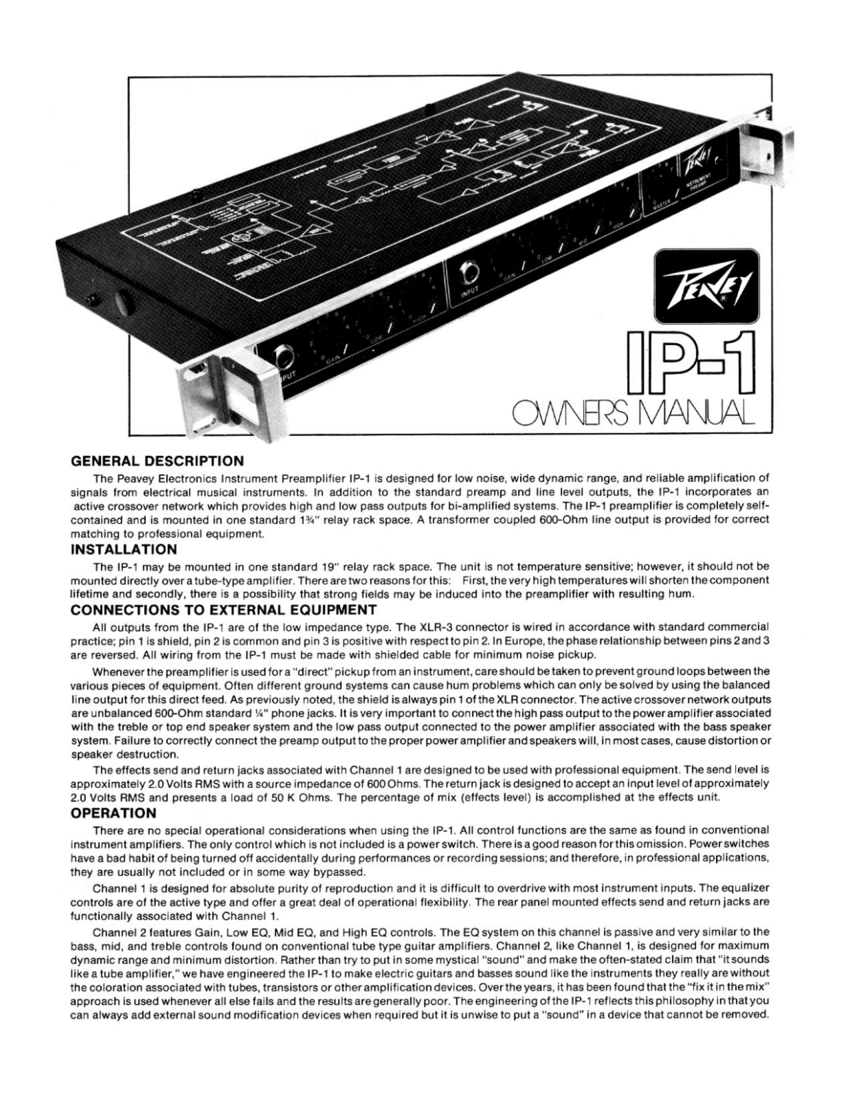 Peavey IP-1 Owners Manual