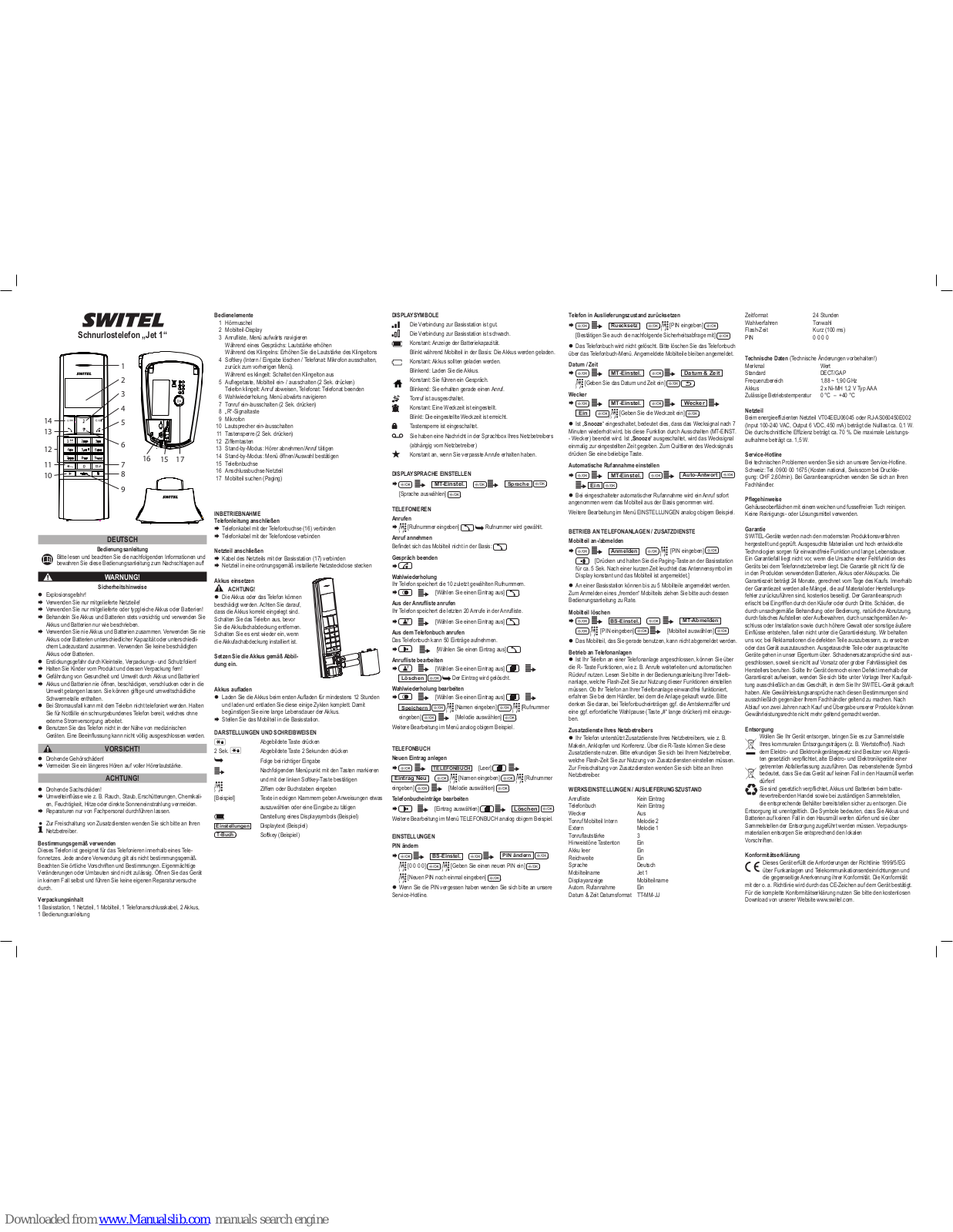 switel Jet 1 Operating Instructions Manual