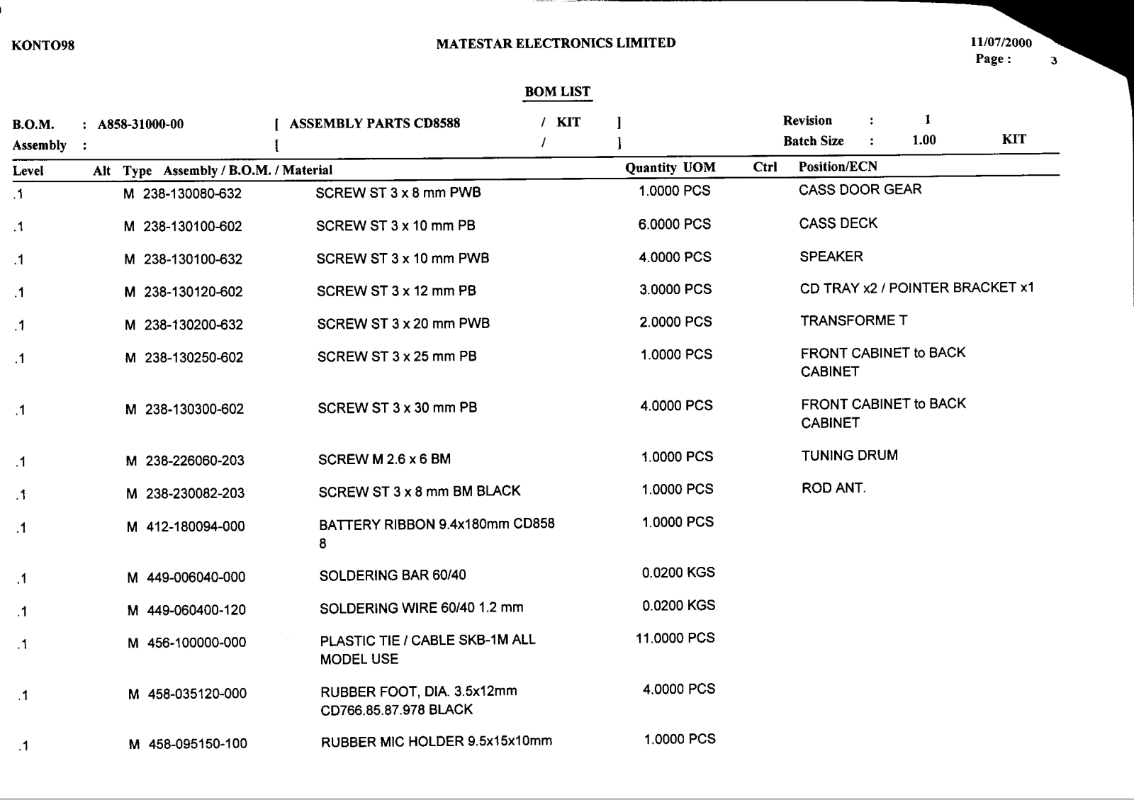 Vitek VT-3472 BOM LIST 26