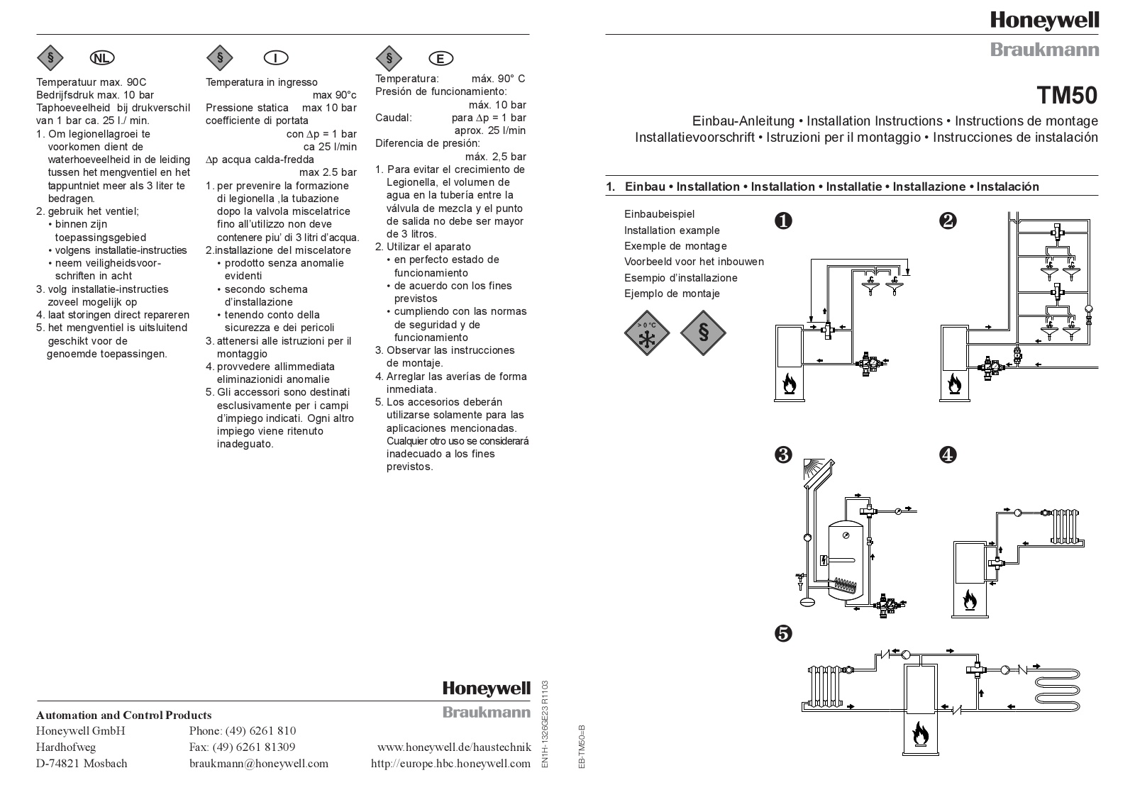 Honeywell TM50 Installation instructions