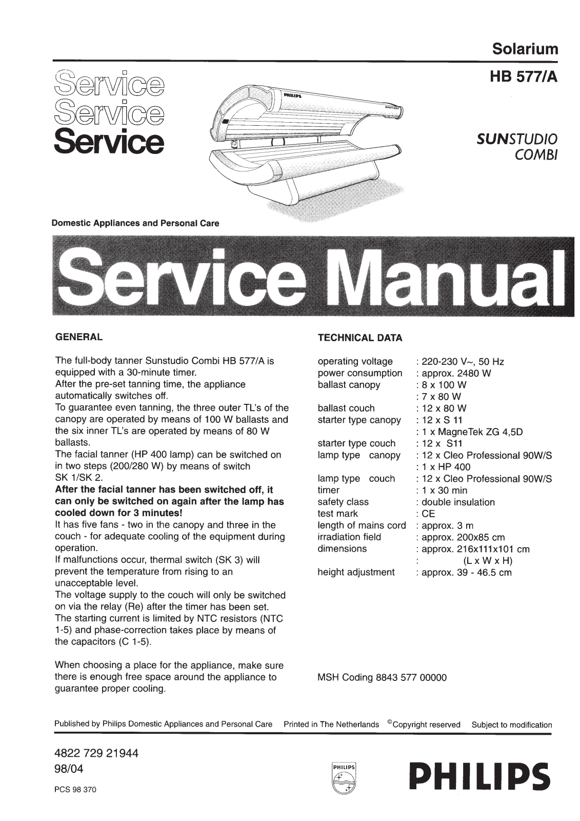 Philips HB577-A Service Manual