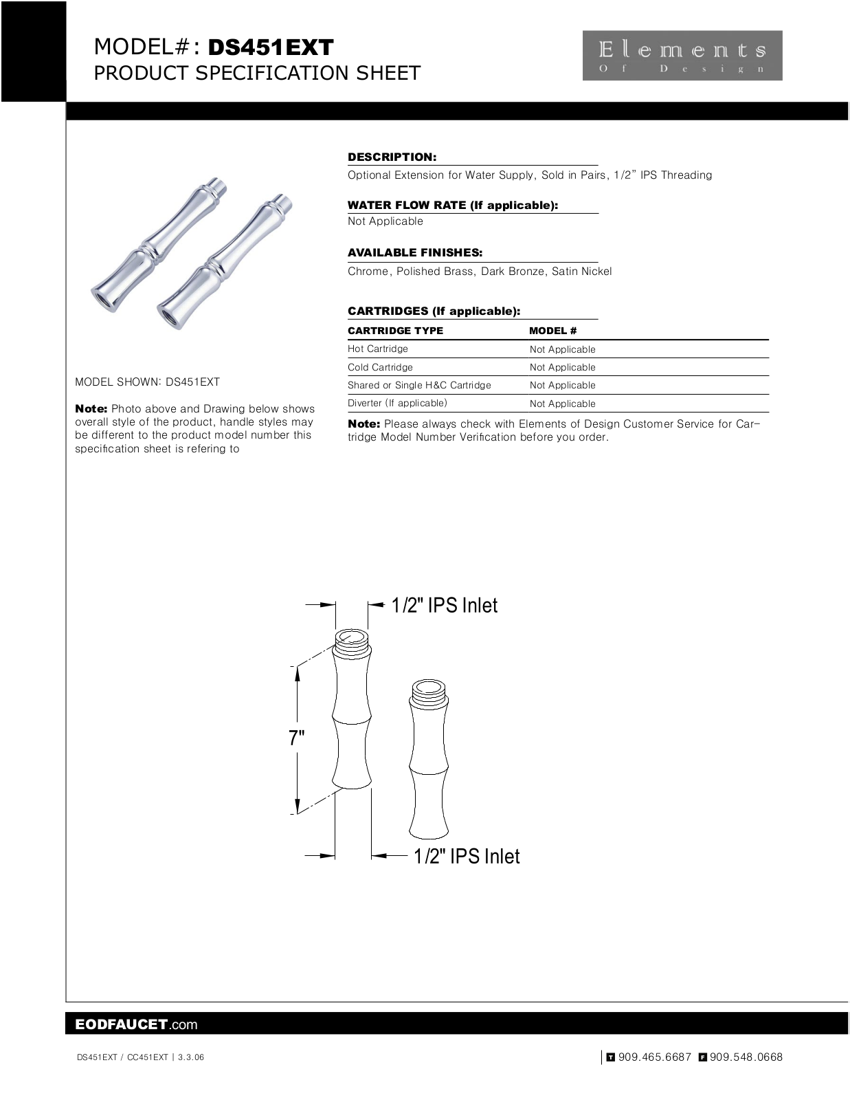 Elements of Design EDE3122 Specifications - ManualMachine.com