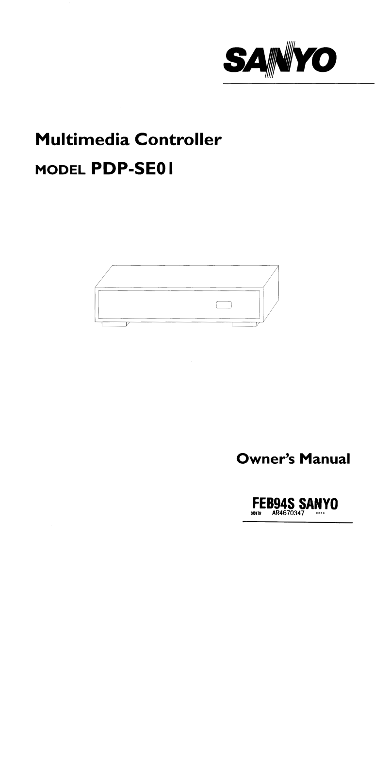 Sanyo PDP-SE01 Instruction Manual