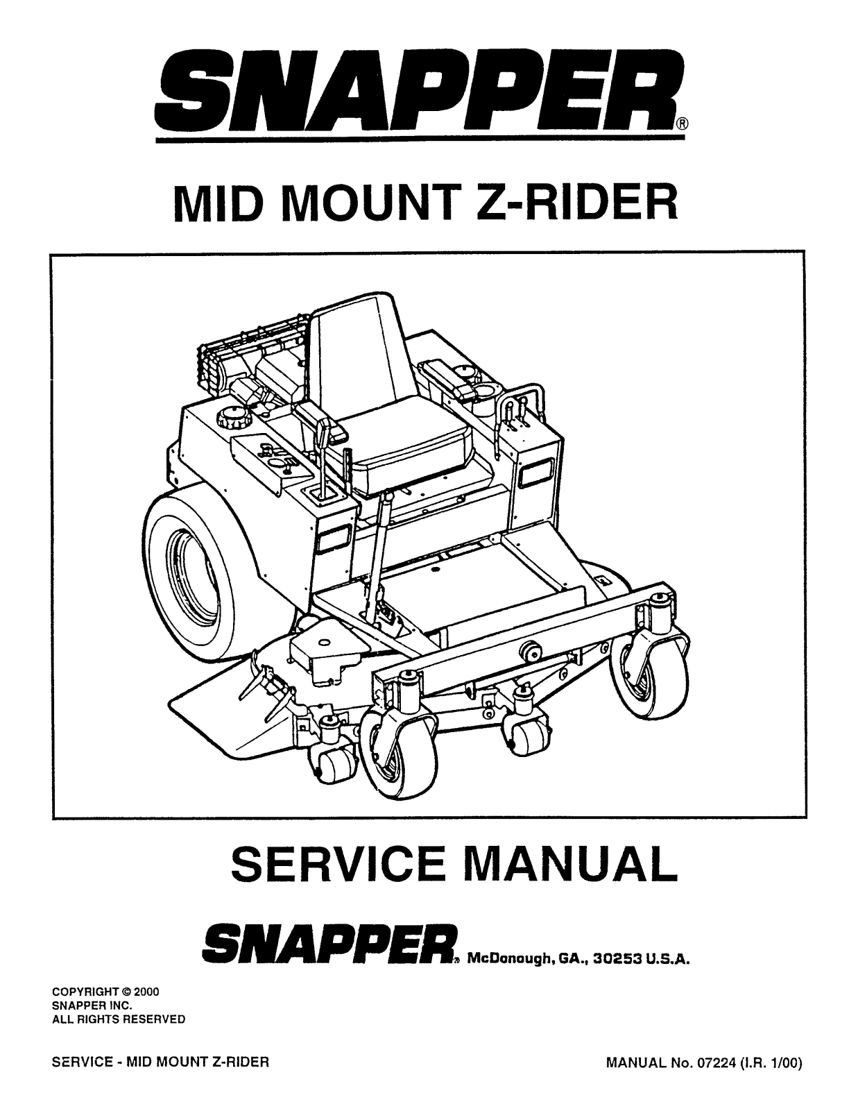 Snapper Z-Rider 07224 User Manual