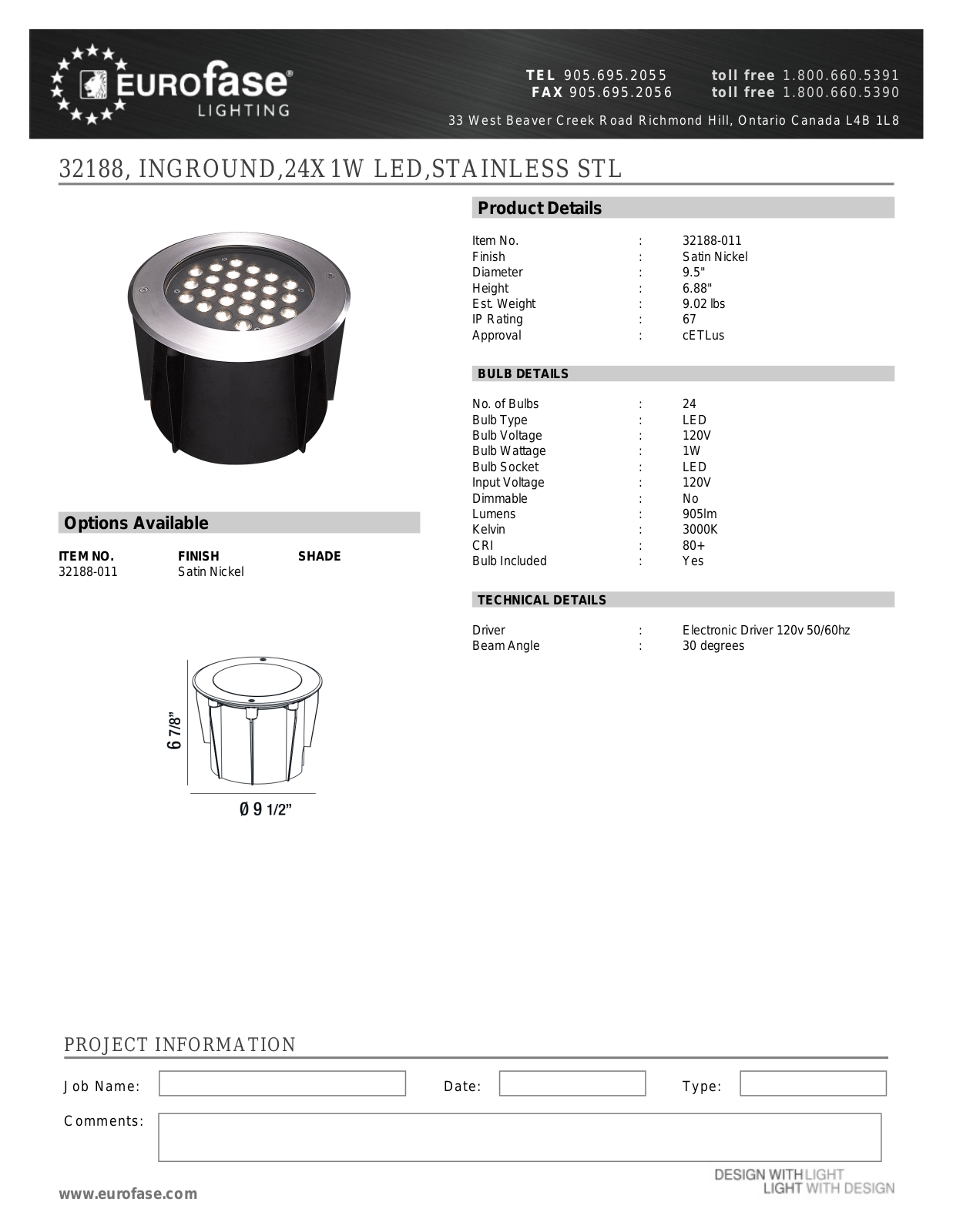 Eurofase XEO4295 Specifications - ManualMachine.com