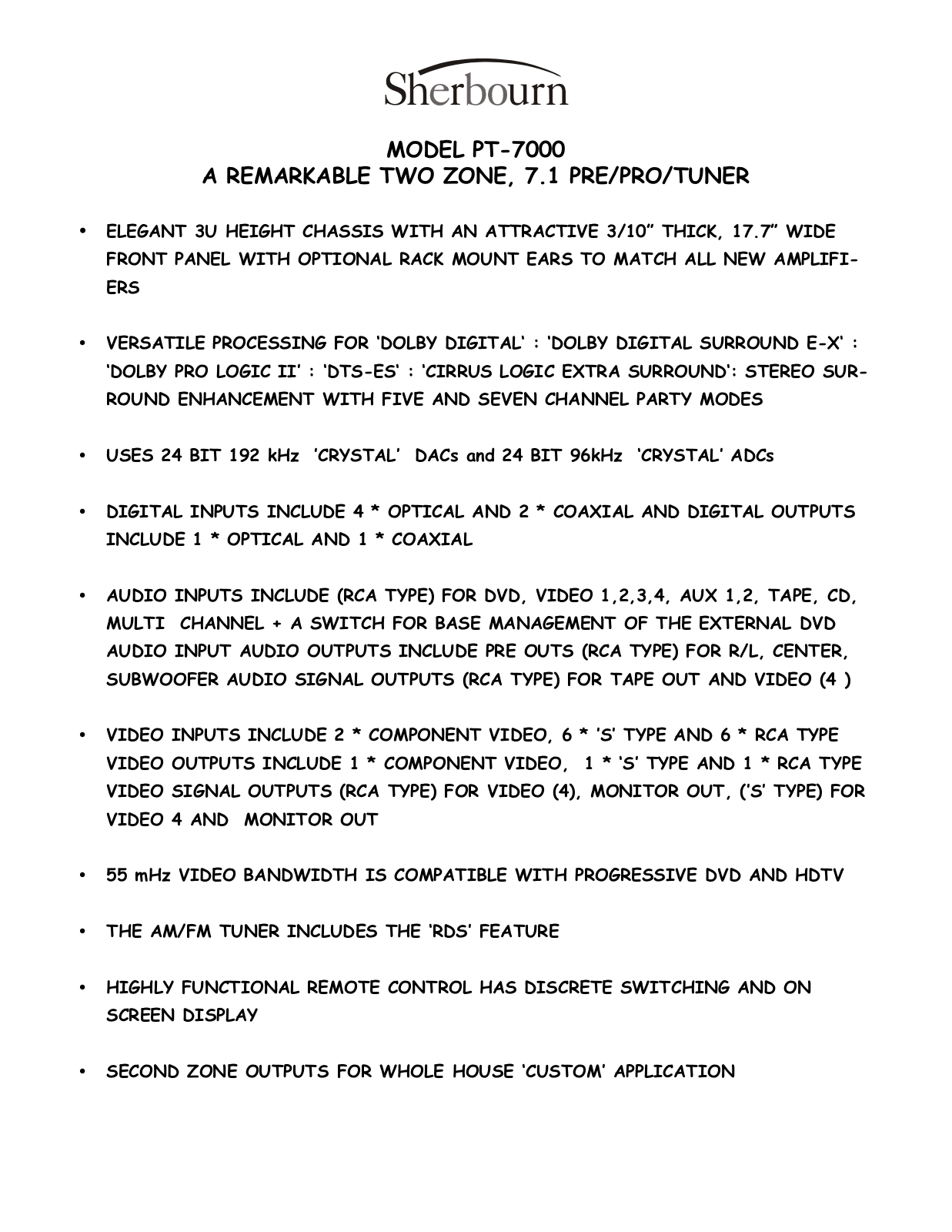 Sherbourn Technologies PT-7000 Brochure