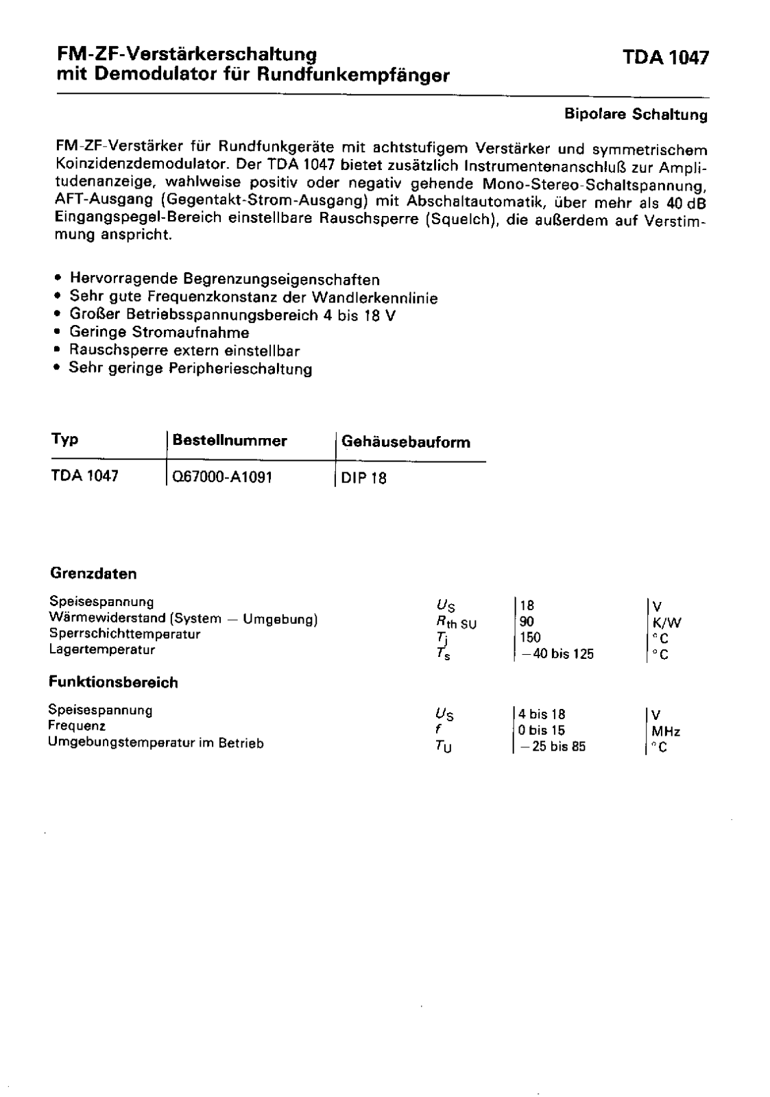 Datasheet TDA 1047 Datasheet (FREI) - ManualMachine.com