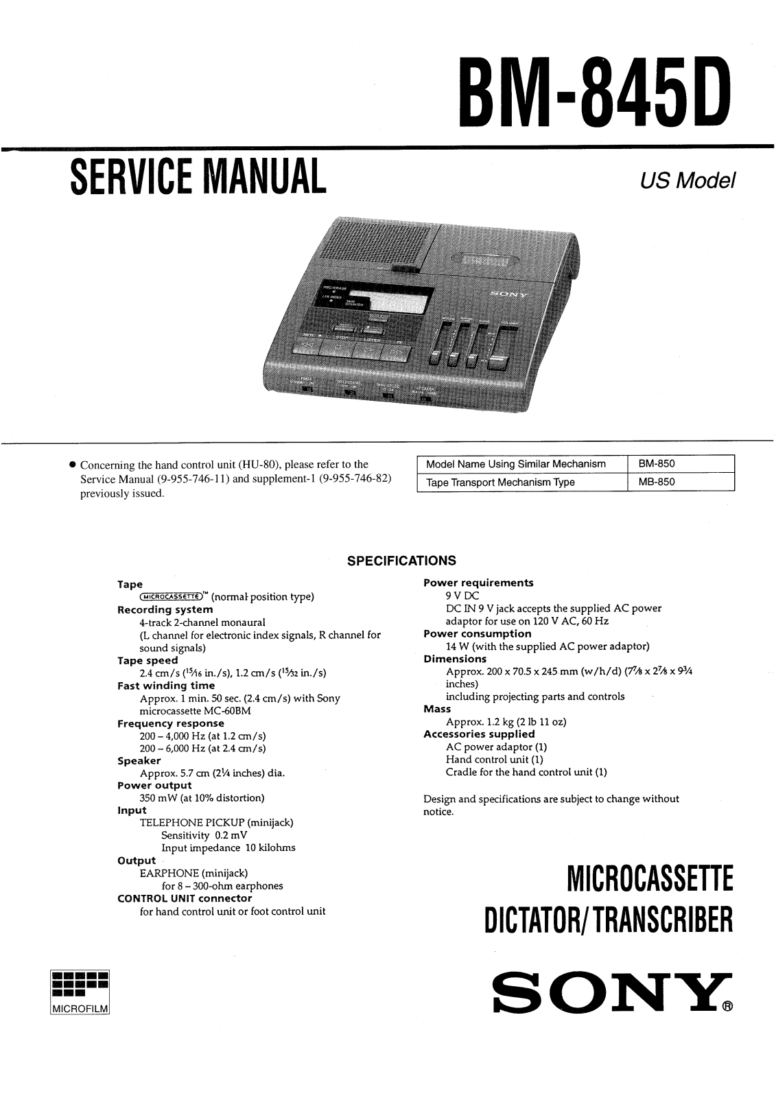 Sony BM-845-D Service manual