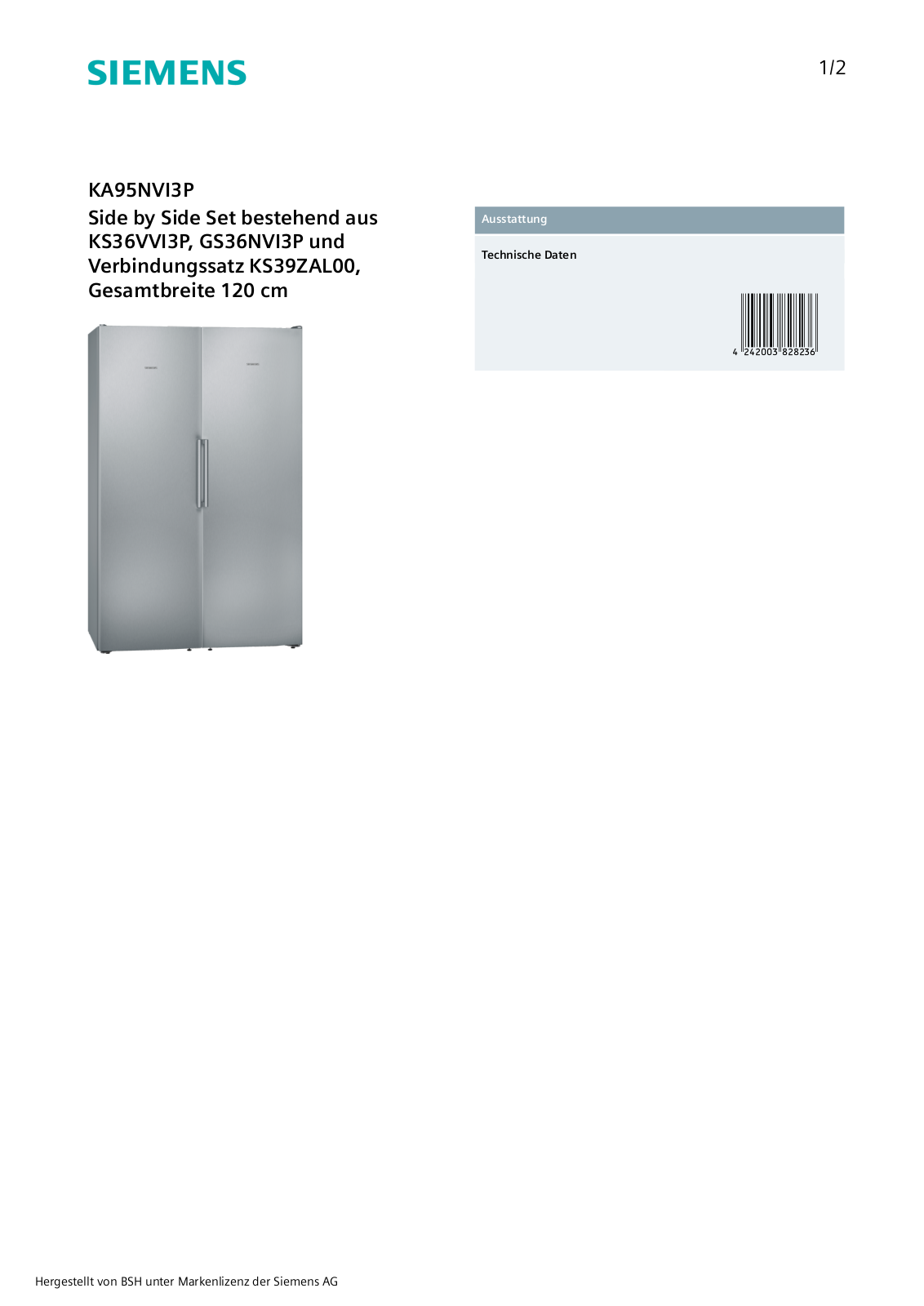 Siemens KA95NVI3P User Manual