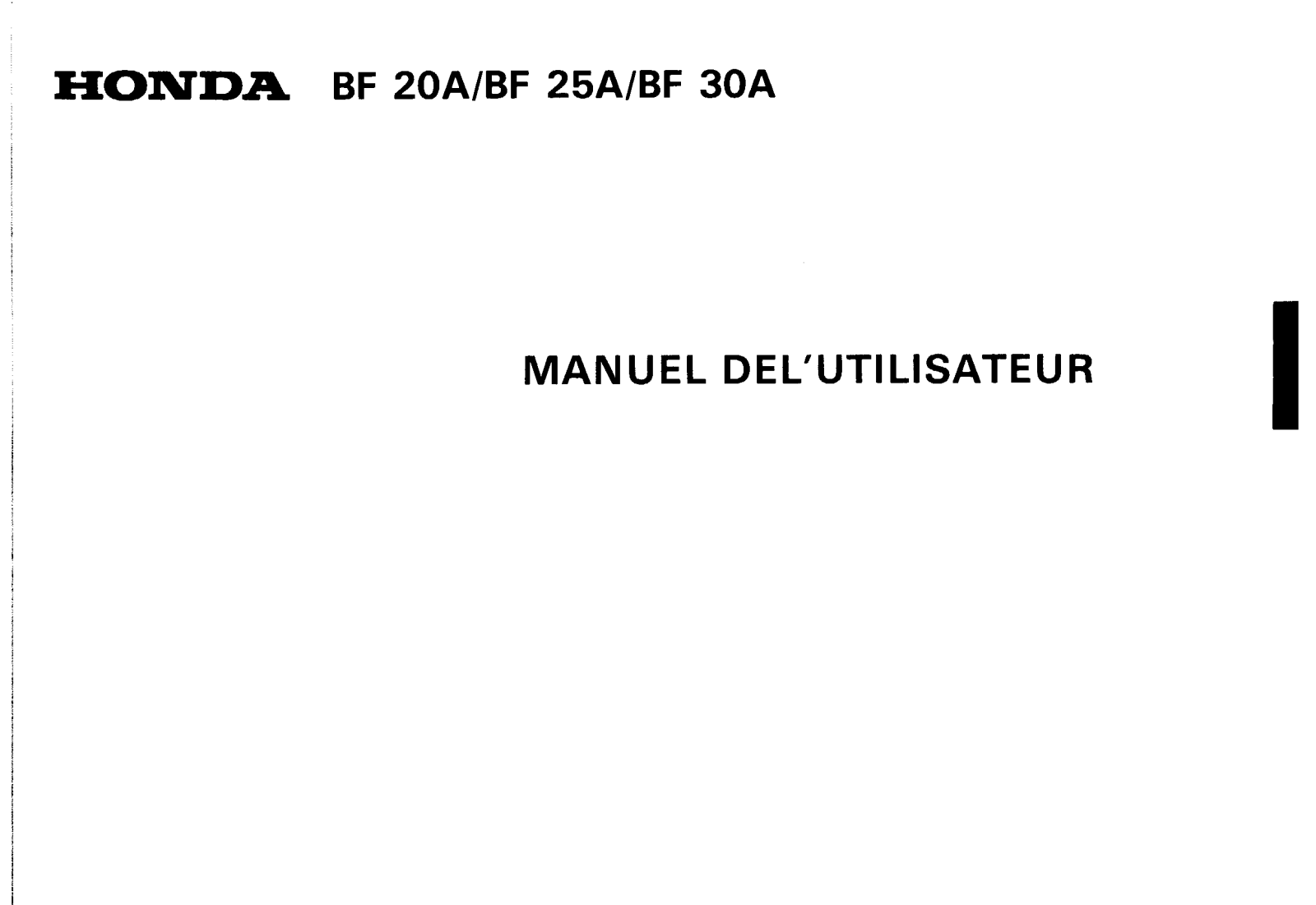 HONDA BF 30 User Manual