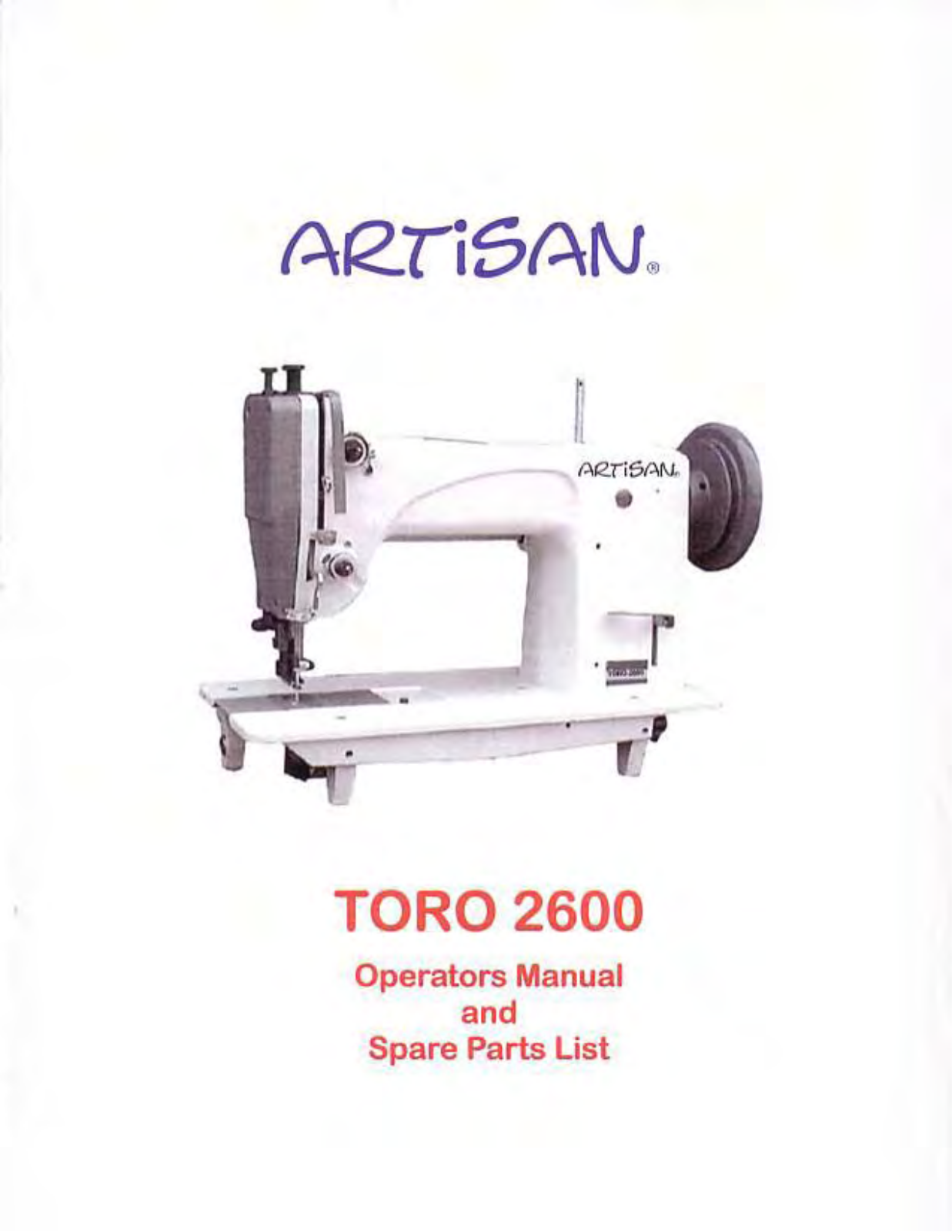 Artisan TORO 2600 Operating Manual