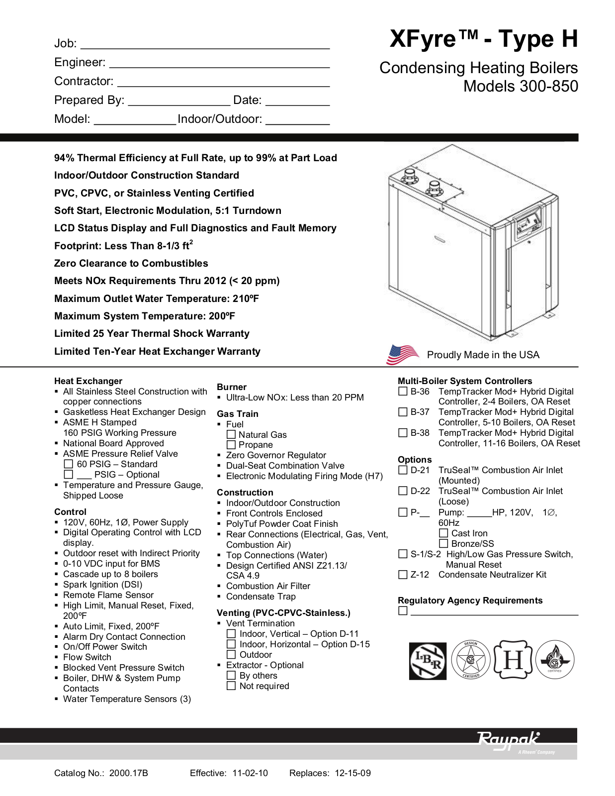 Raypak H7-300 User Manual