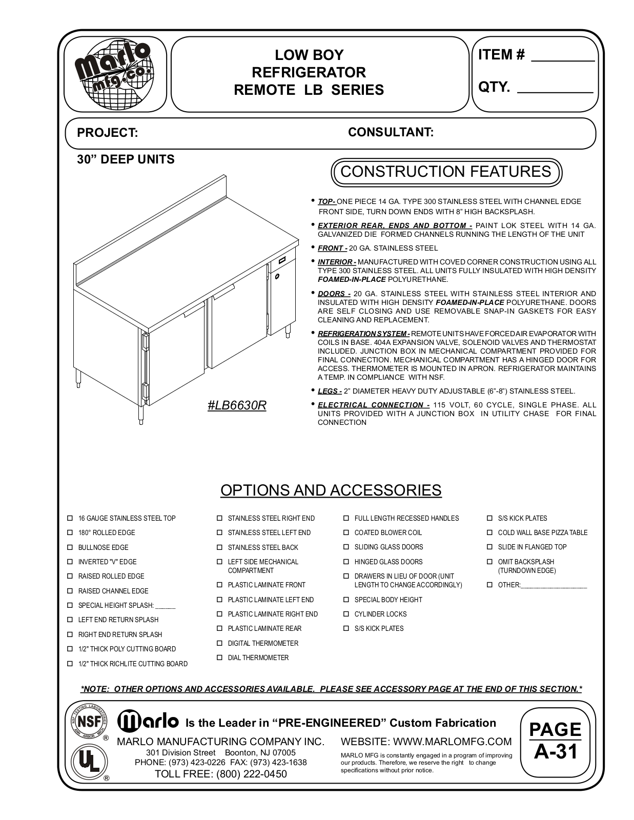 Marlo LB3130R User Manual