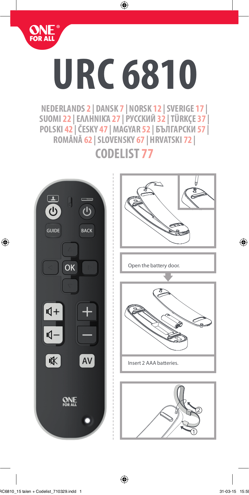 ONE FOR ALL URC6810 User Manual