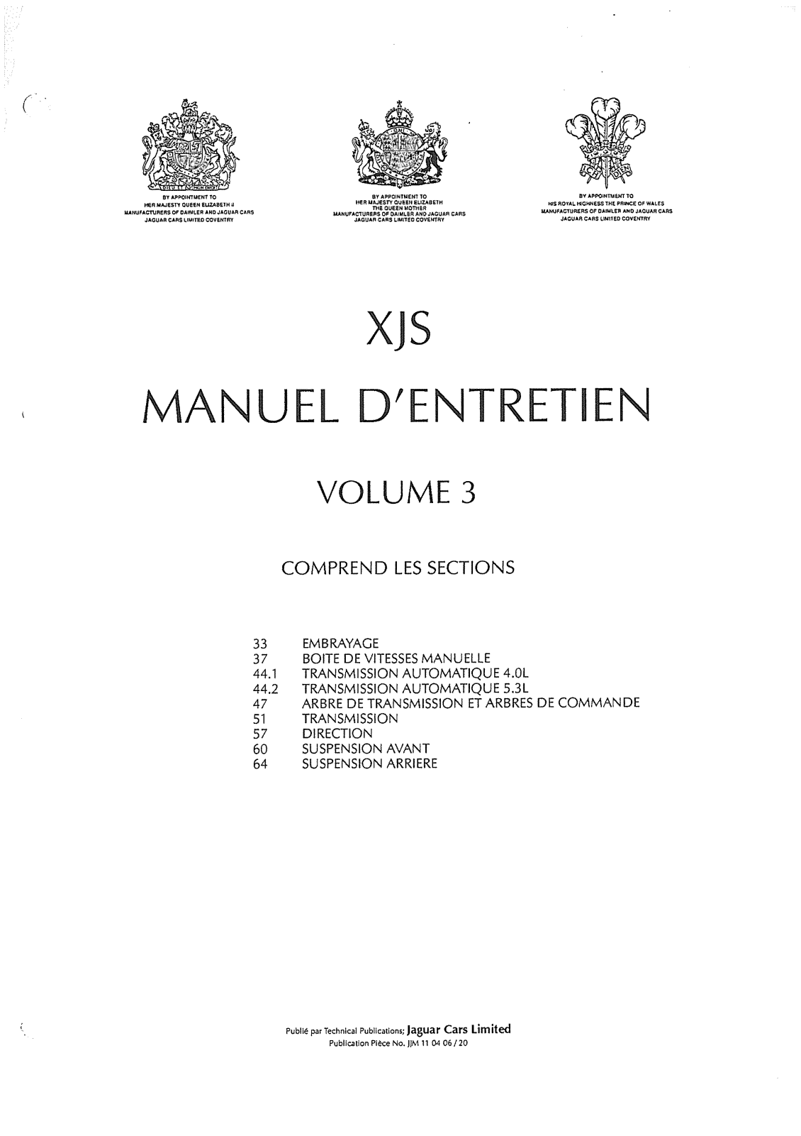 JAGUAR XJS User Manual