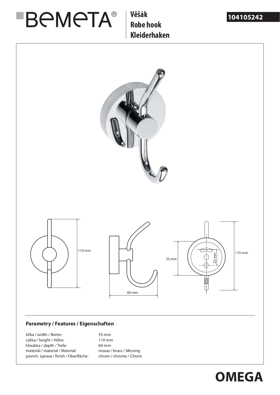 Bemeta Omega 104105242 User guide