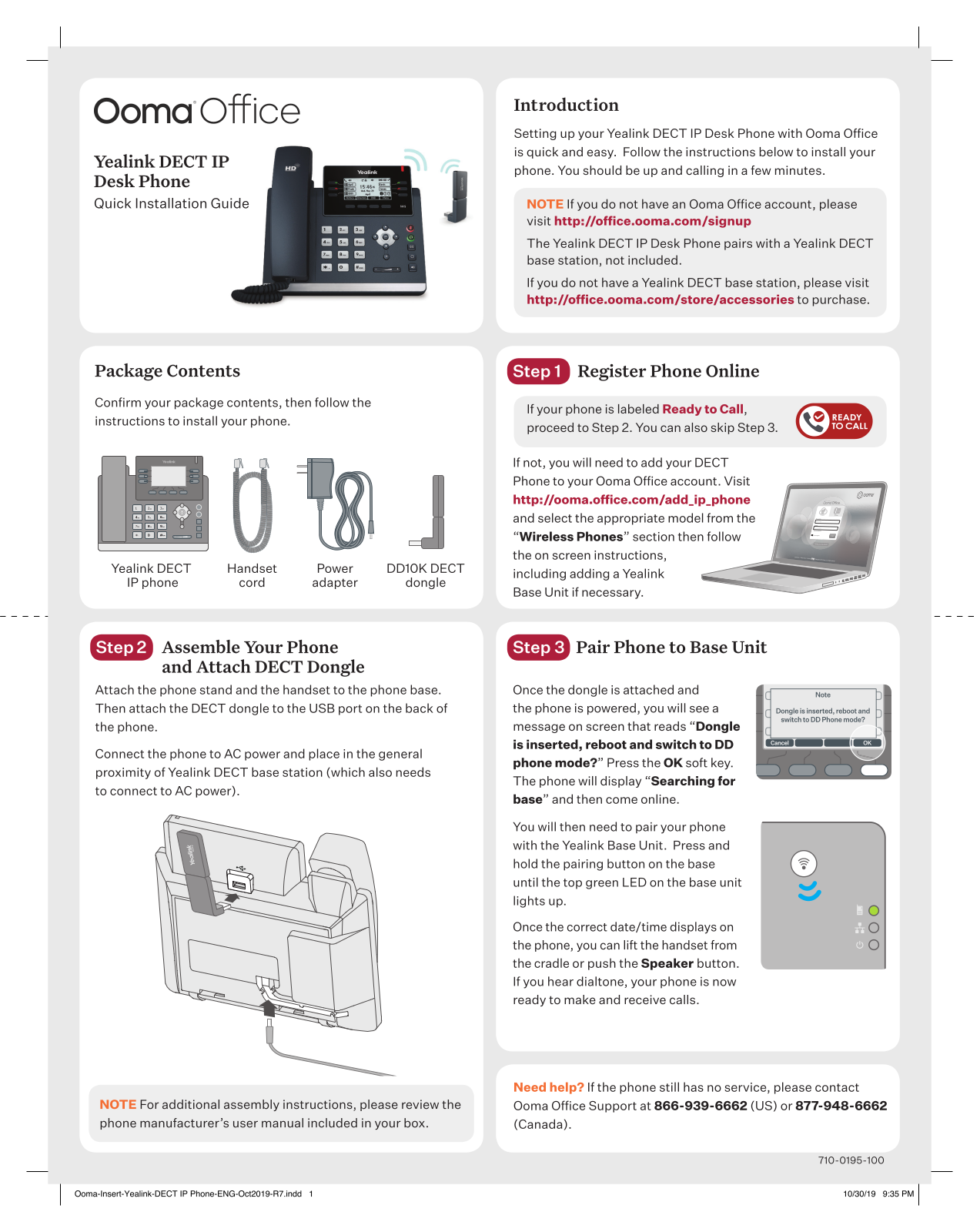 Ooma Yealink DECT IP Desk Phone User Manual