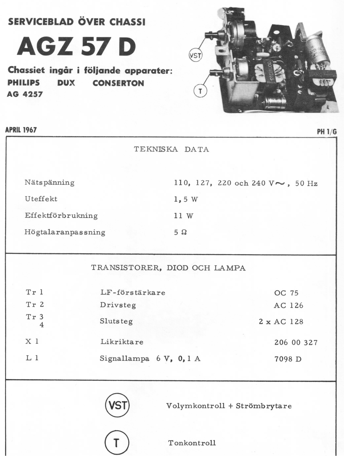 Philips AGZ57d Schematic