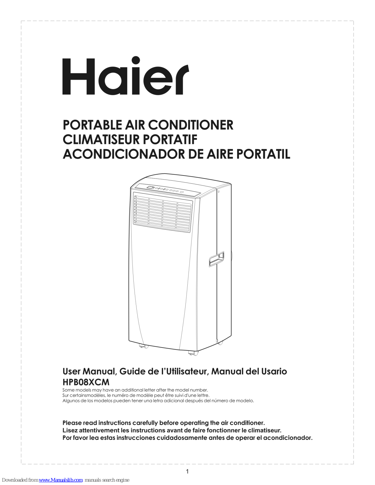 Haier HPB08XCMN1, HPB08XCM-EN1 Owner’s Manual