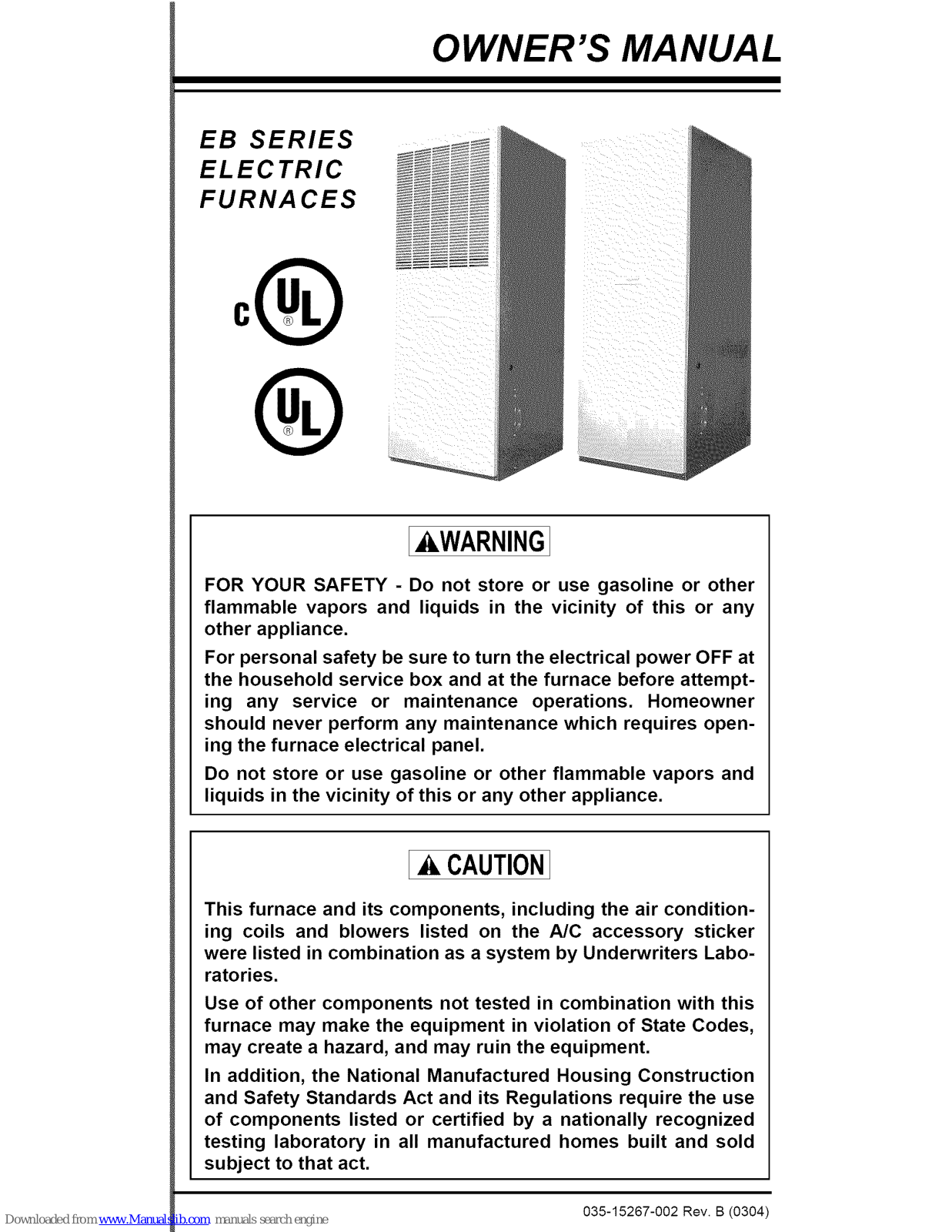 Evcon EB SERIES Owner's Manual - ManualMachine.com
