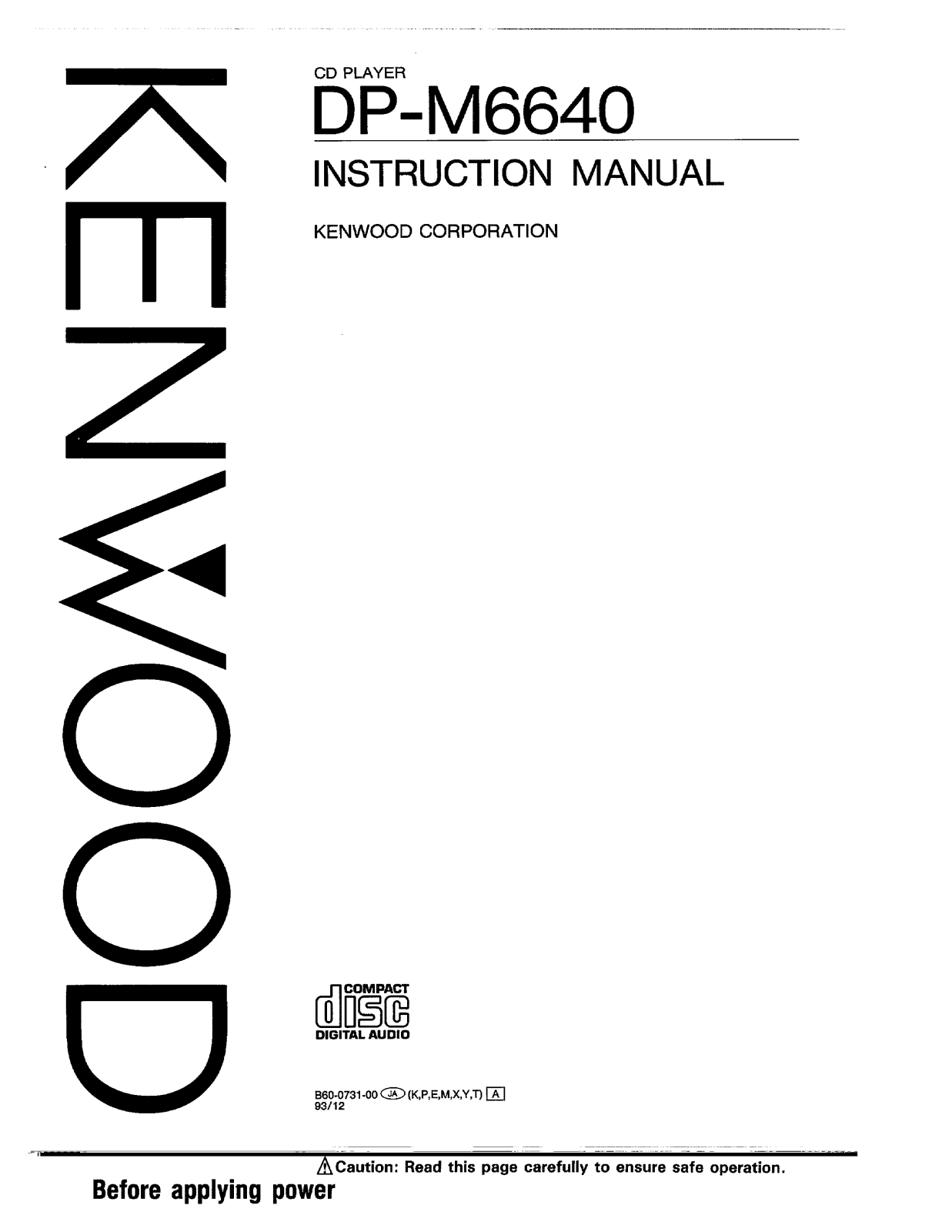 Kenwood DP-M6640 Owner's Manual