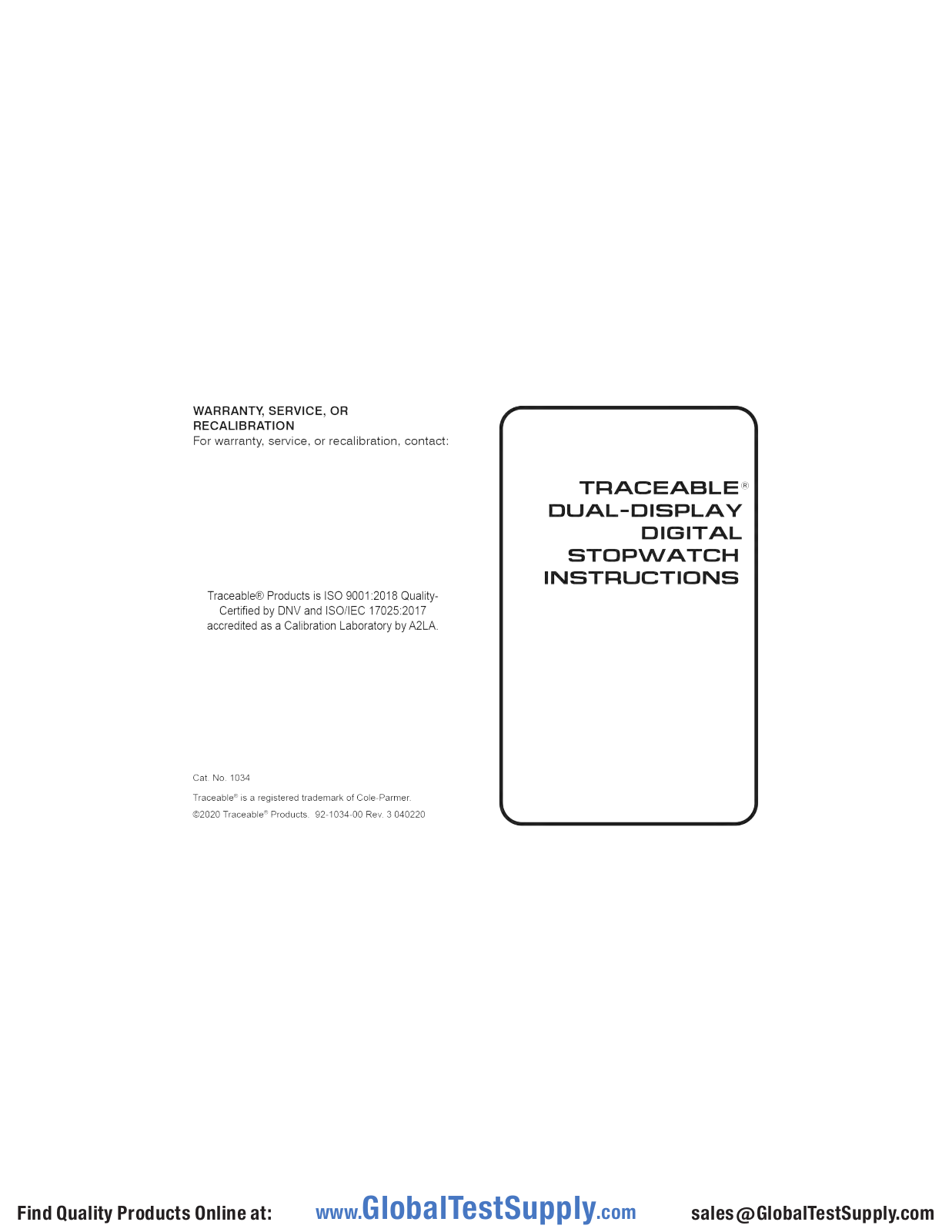 Traceable 1034 User manual - ManualMachine.com
