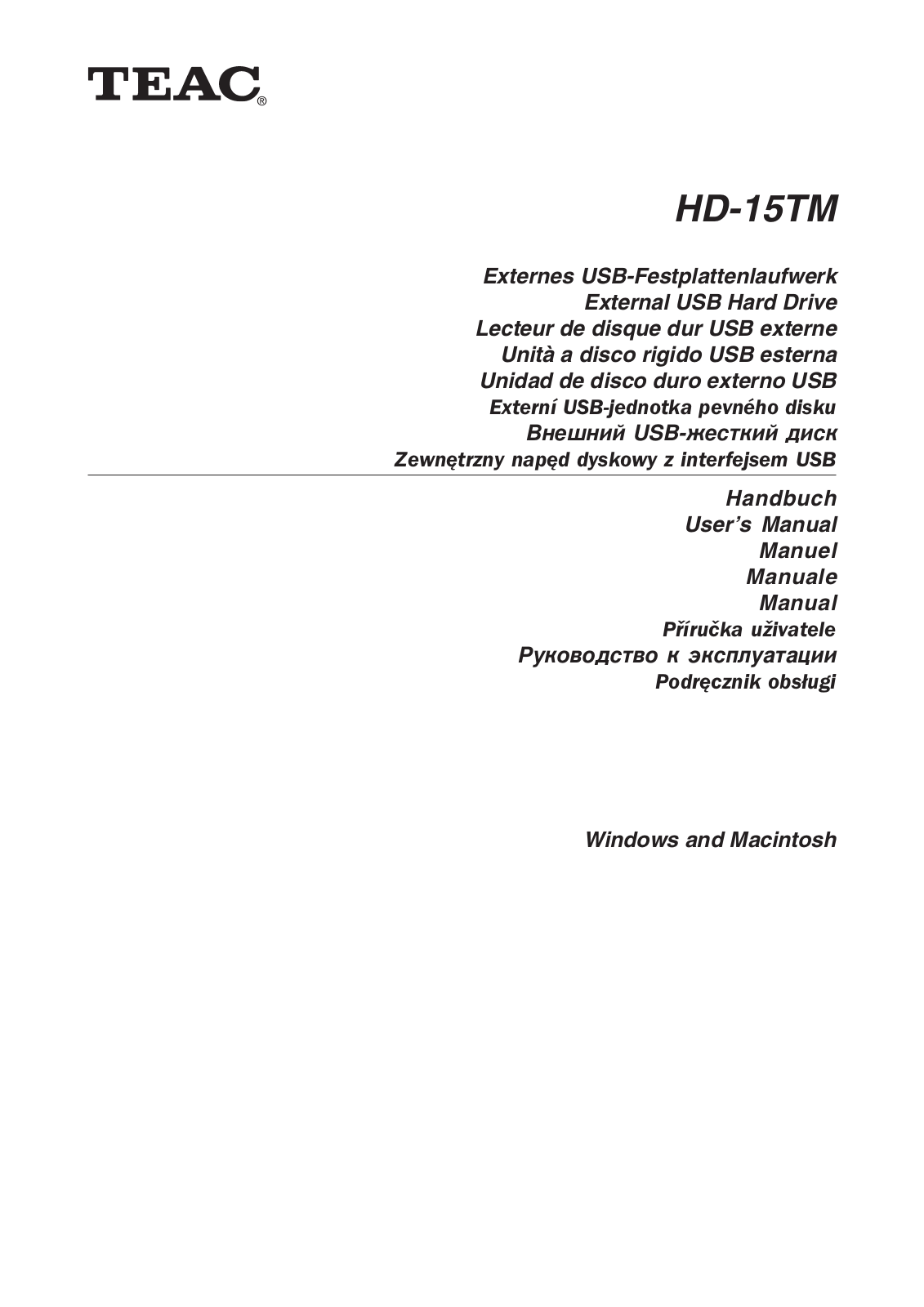 Teac HD-15TM User Manual