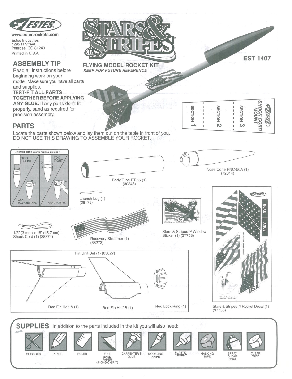 ESTES Stars Stripes User Manual