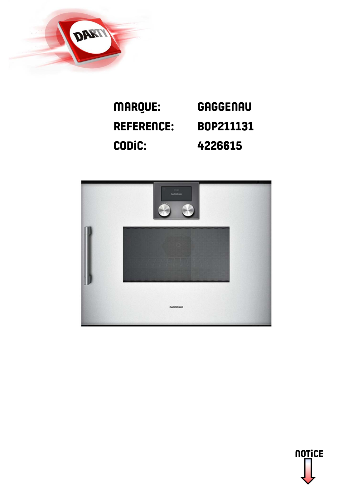 Gaggenau BOP211131 User Manual