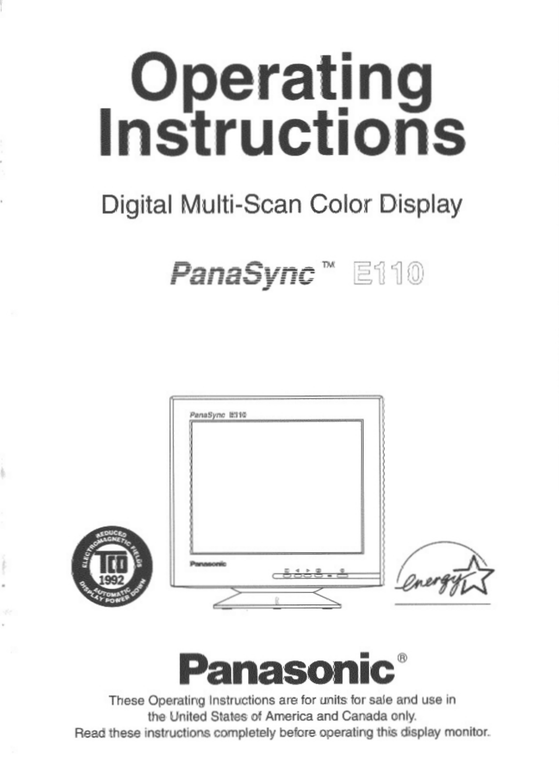 Panasonic E110 User Manual