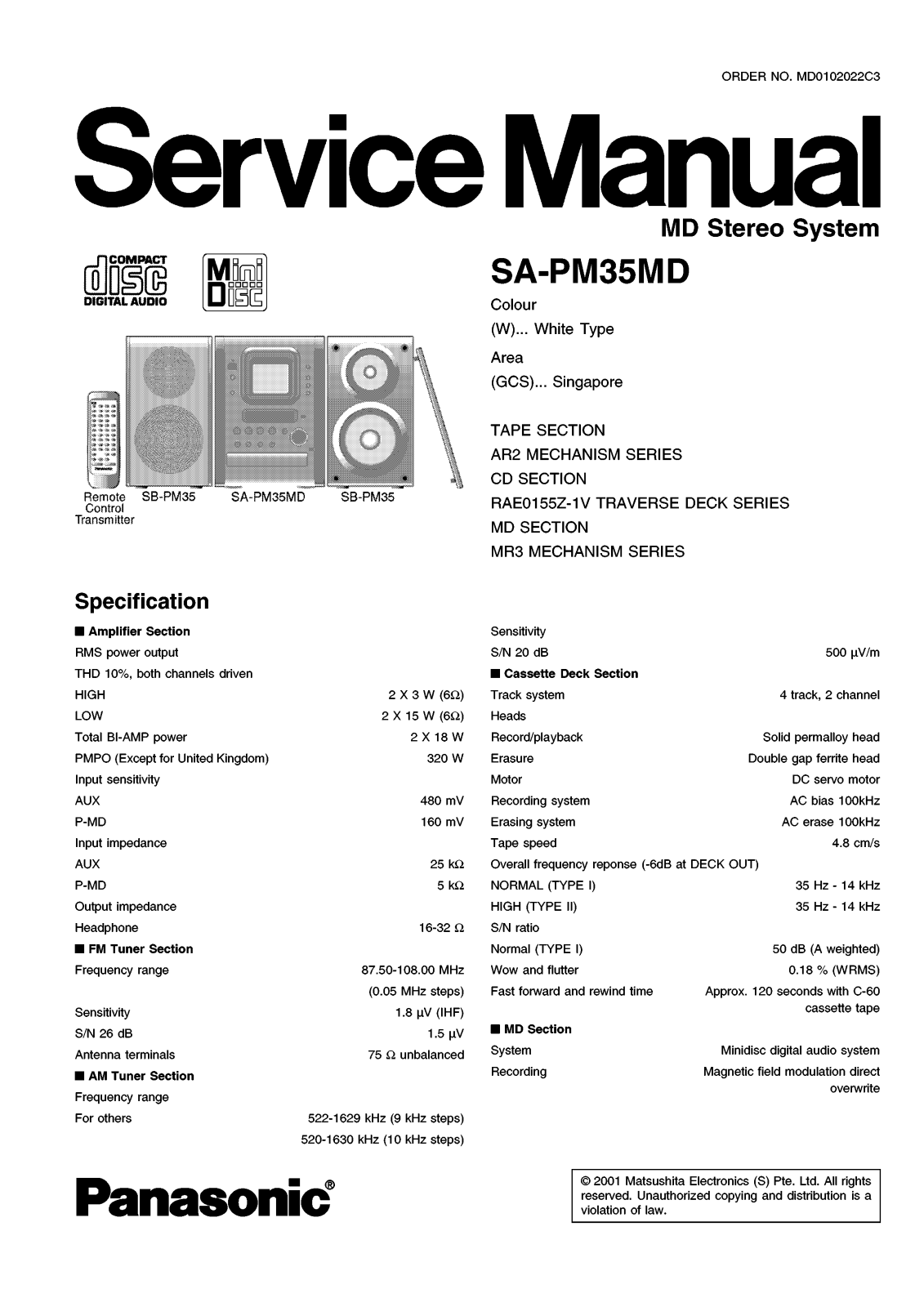 Panasonic SAPM-35-MD Service manual