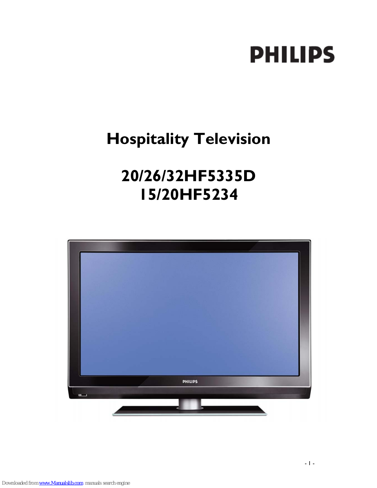 Philips 20/26/32HF5335D, 15/20HF5234, 20HF5335D, 26HF5335D, 32HF5335D Installation Manual