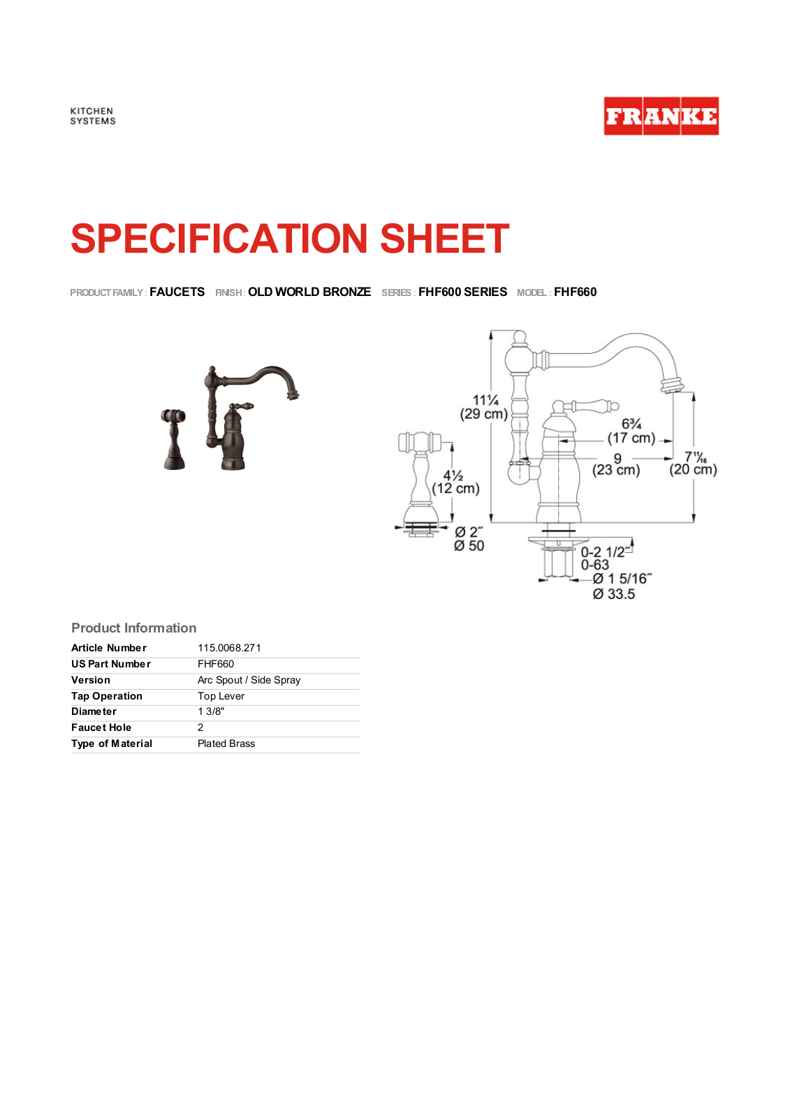 Franke Foodservice FHF660 User Manual