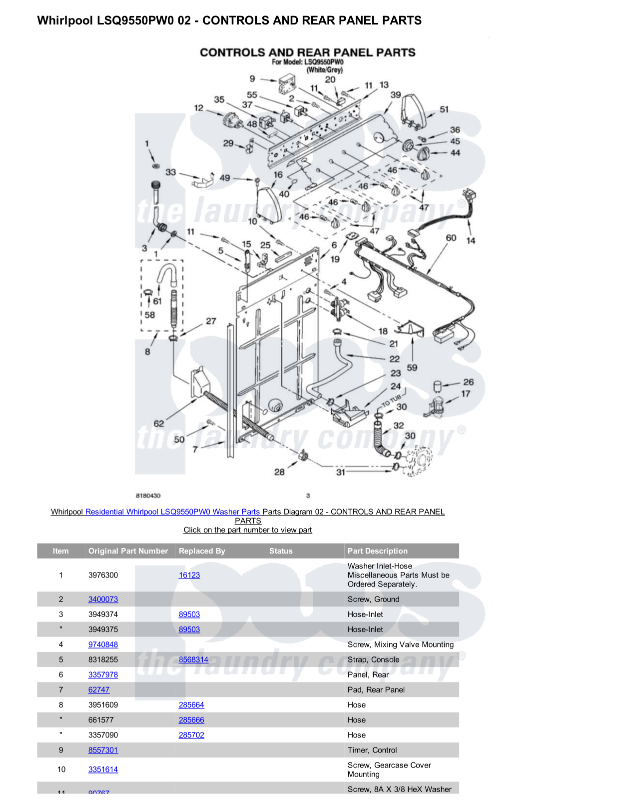 Whirlpool LSQ9550PW0 Parts Diagram