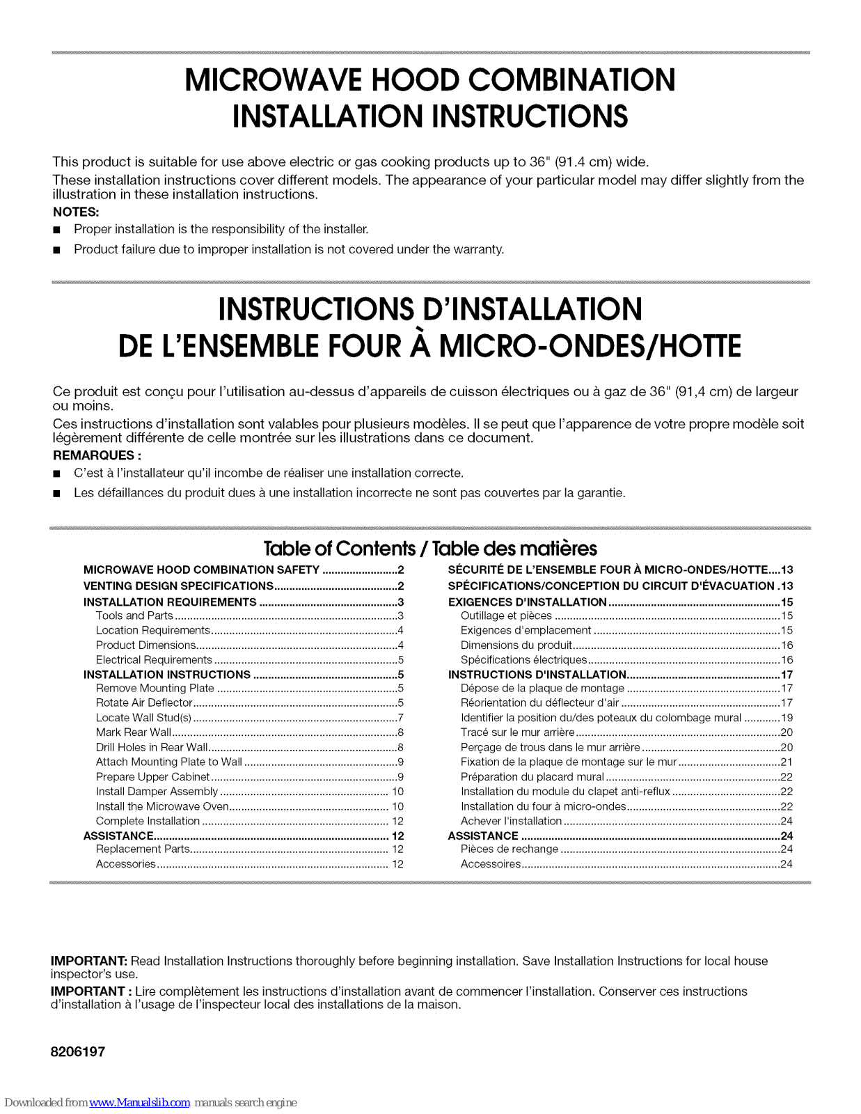 KitchenAid YGH8155XMT1, YGH8155XMT2, YGH8155XMB1, YGH8155XMQ1, YGH8155XMB2 Installation Instructions Manual - ManualMachine.com