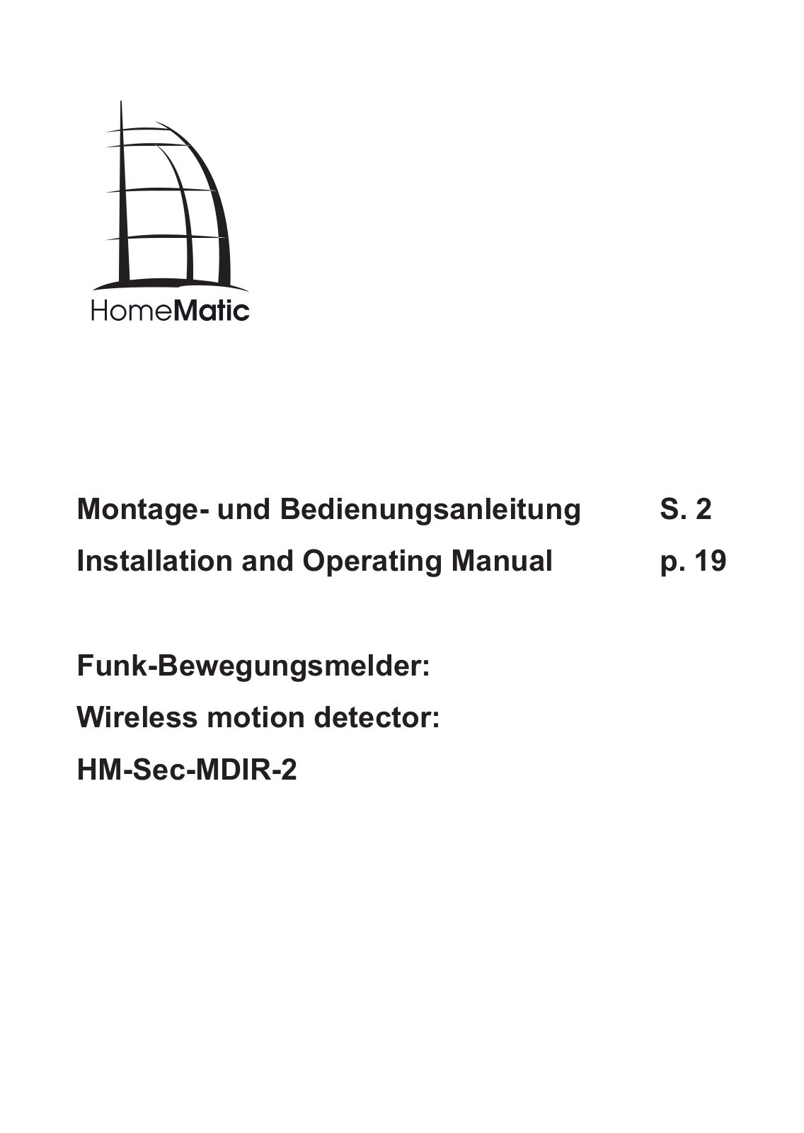 Homematic HM-Sec-MDIR-2 Operating Manual