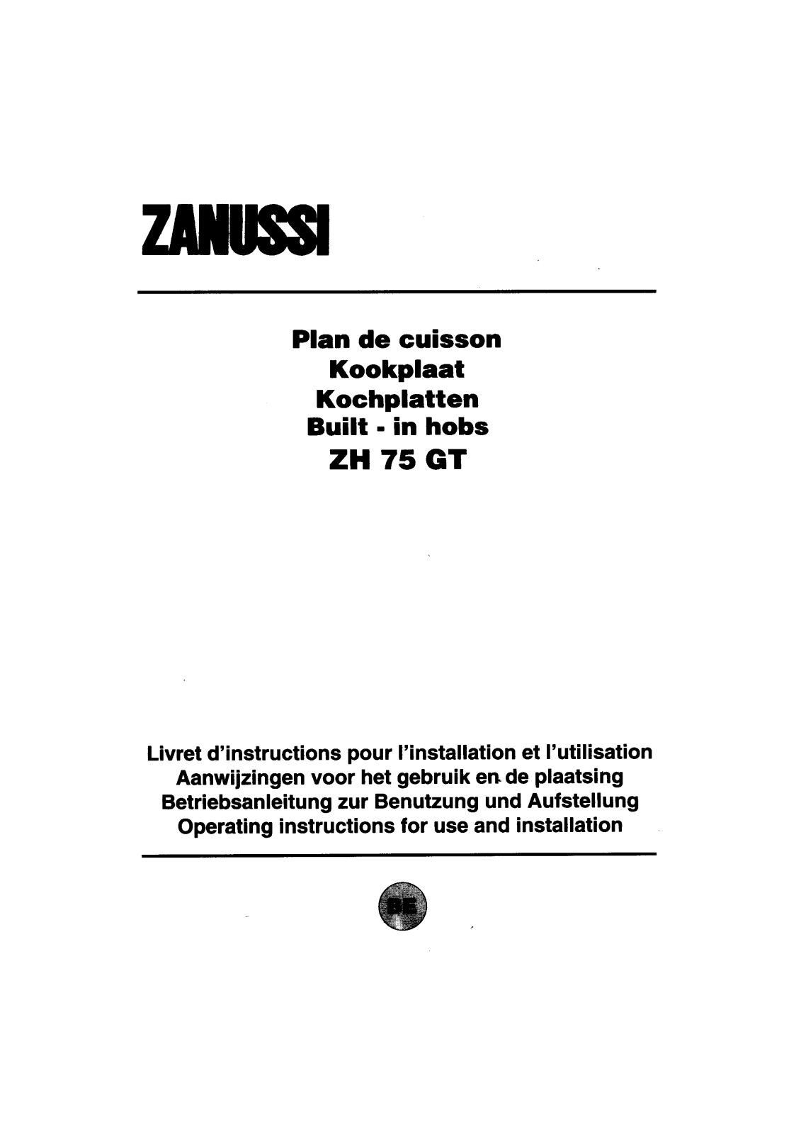 Zanussi ZH75GT Operating Manual