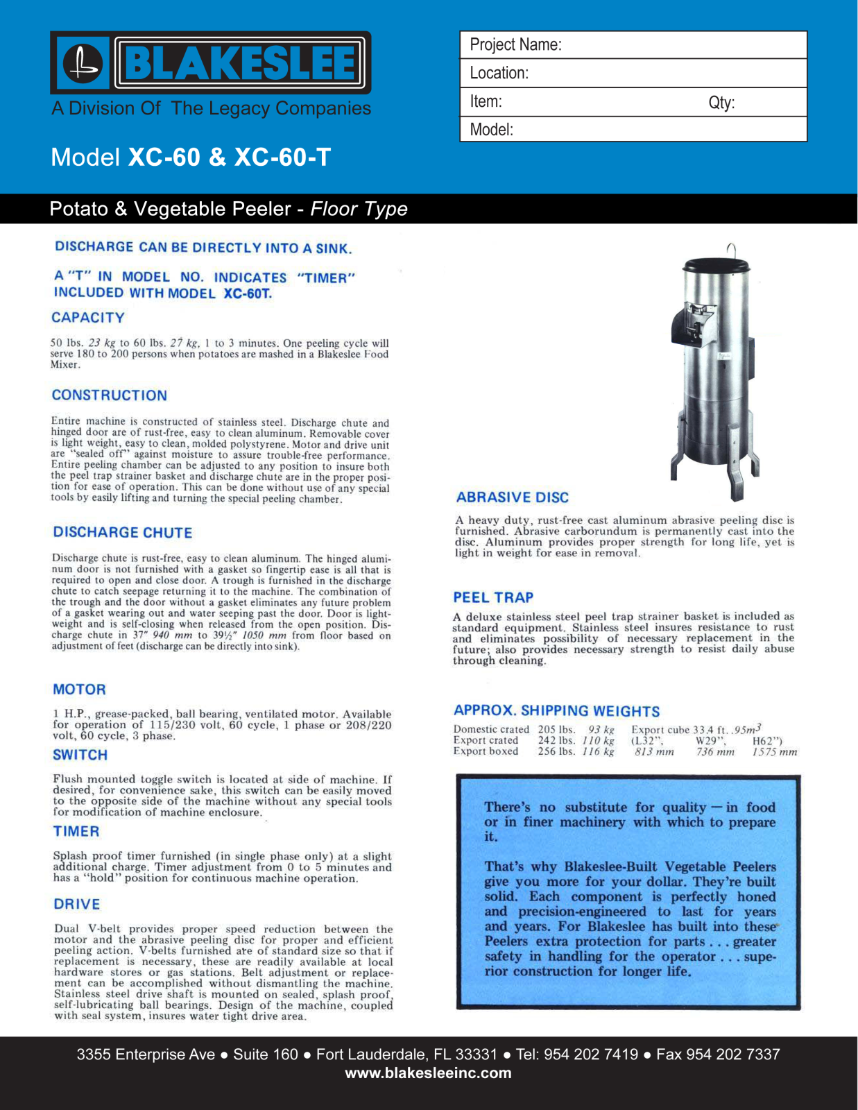 Blakeslee XC-60 User Manual