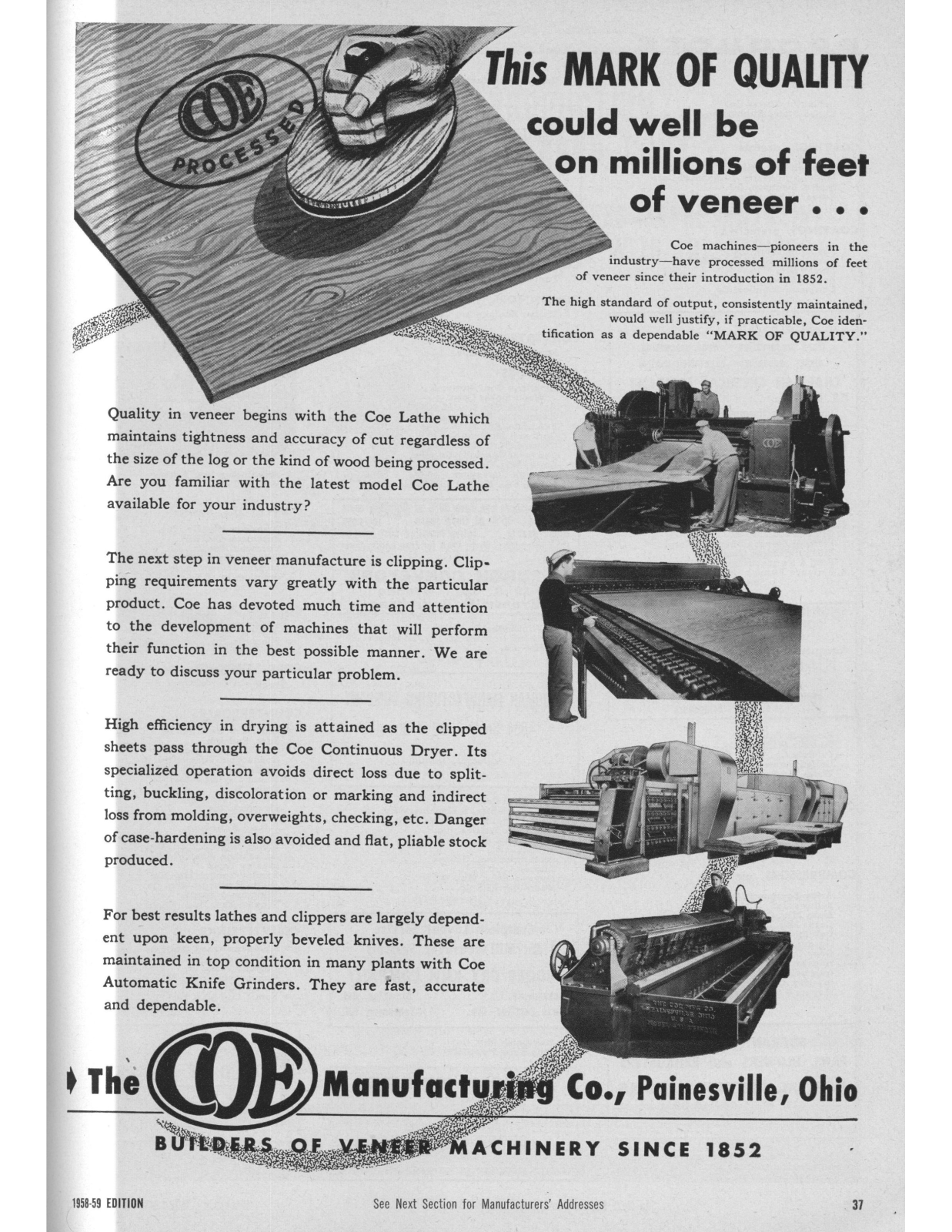 Coe Manufacturing advertisement for Coe machinery Other - ManualMachine.com